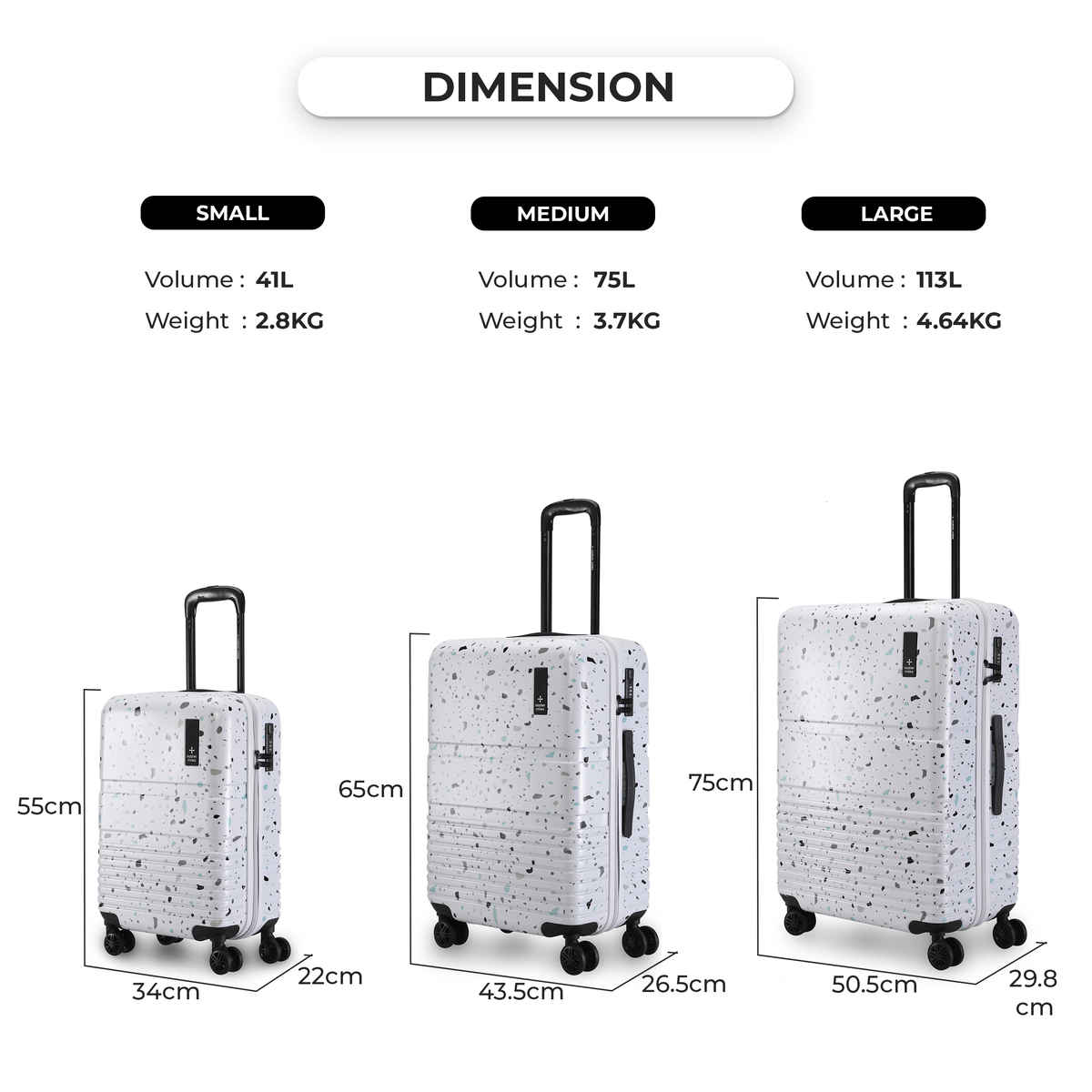 Nasher Miles Venice Hard-Sided Polycarbonate Cabin Printed Terrazzo Black 20 inch-55 cm Trolley Bag