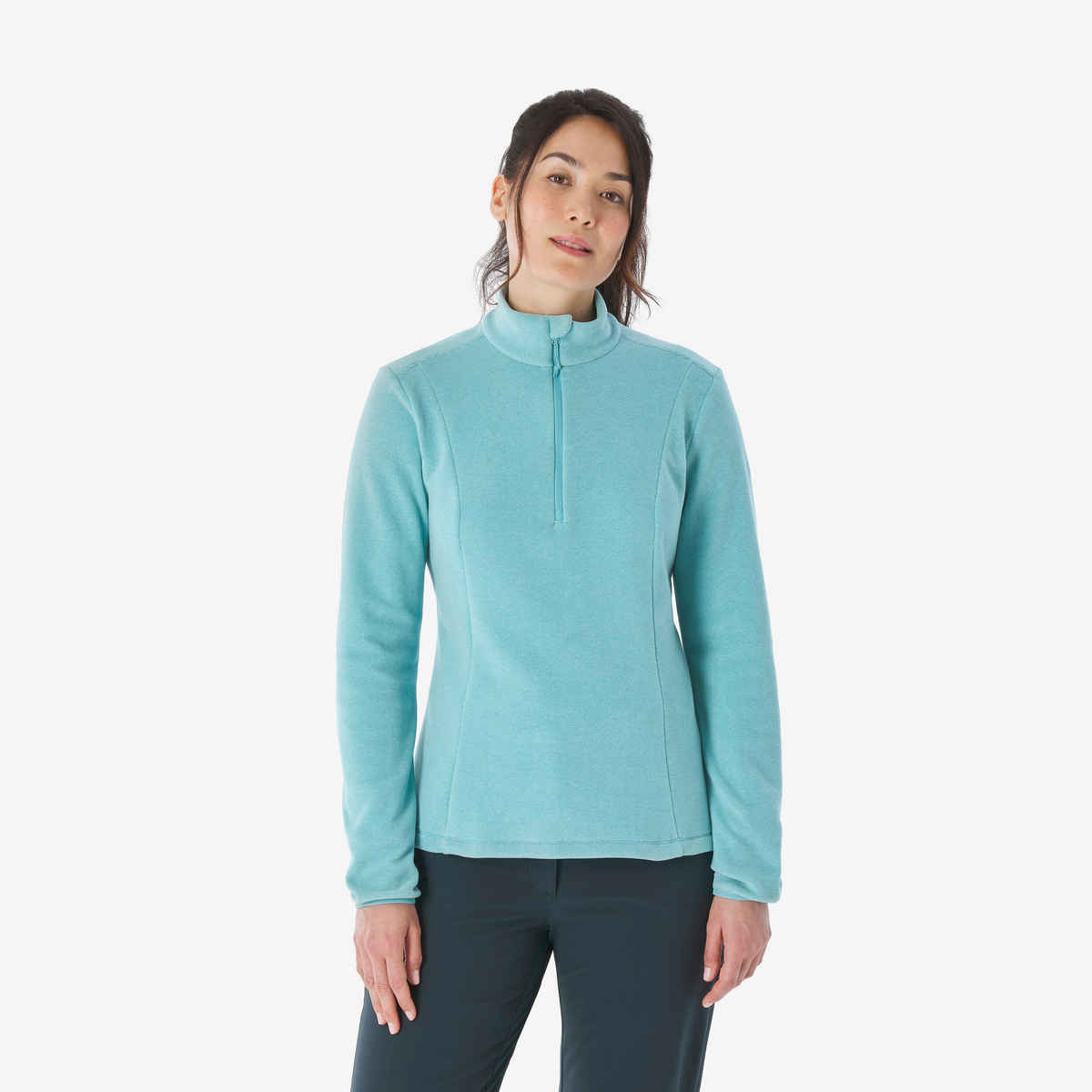 Decathlon | Quechua | Women's Half Zip Hiking Sweatshirt Fleece | Turquoise - L