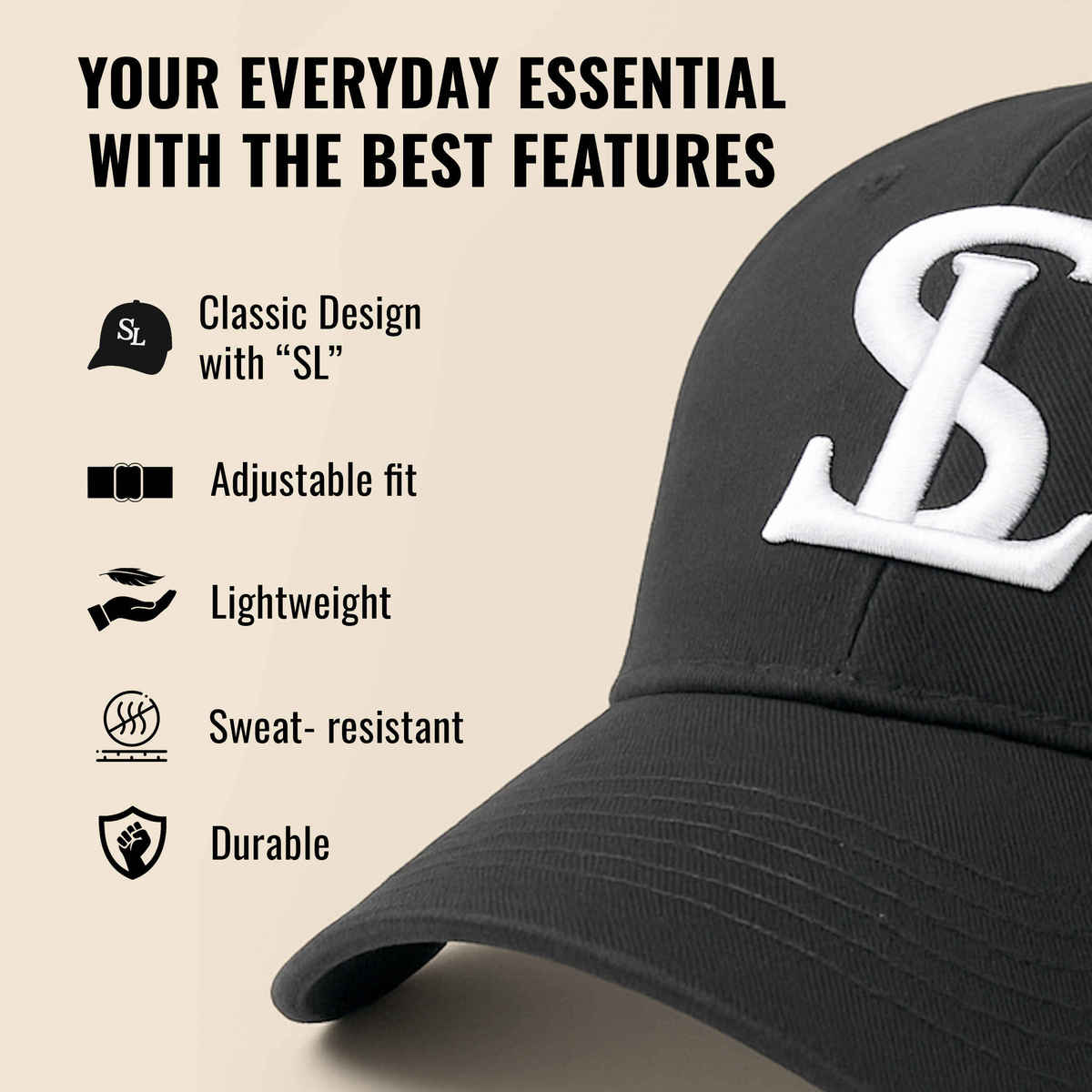 Slovic Unisex Embroidered Cap | Casual, Outdoor, Travel Wear with Adjutsable Straps