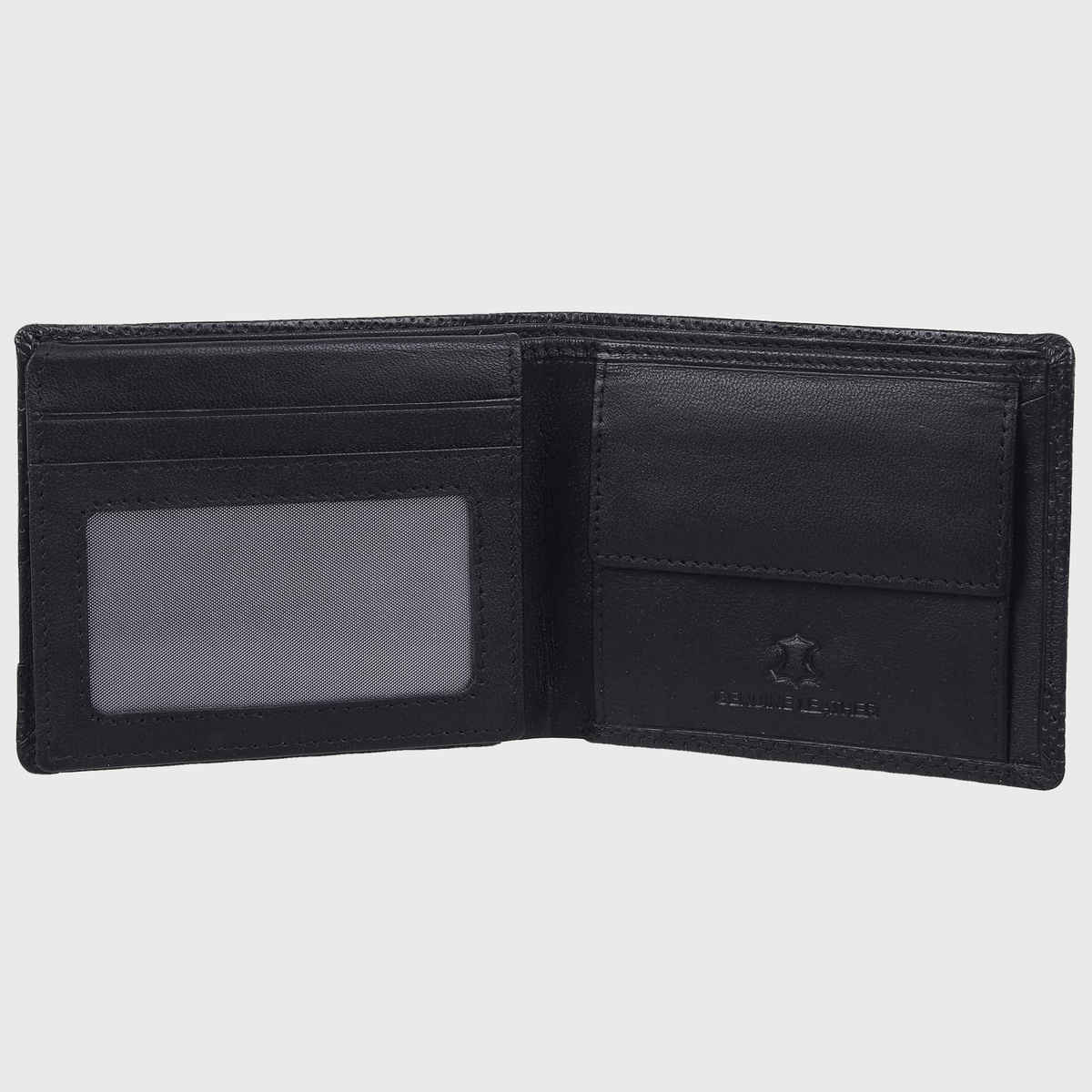 Wildhorn Men's Textured Genuine Leather Bi-Fold Wallet | Black - Free Size