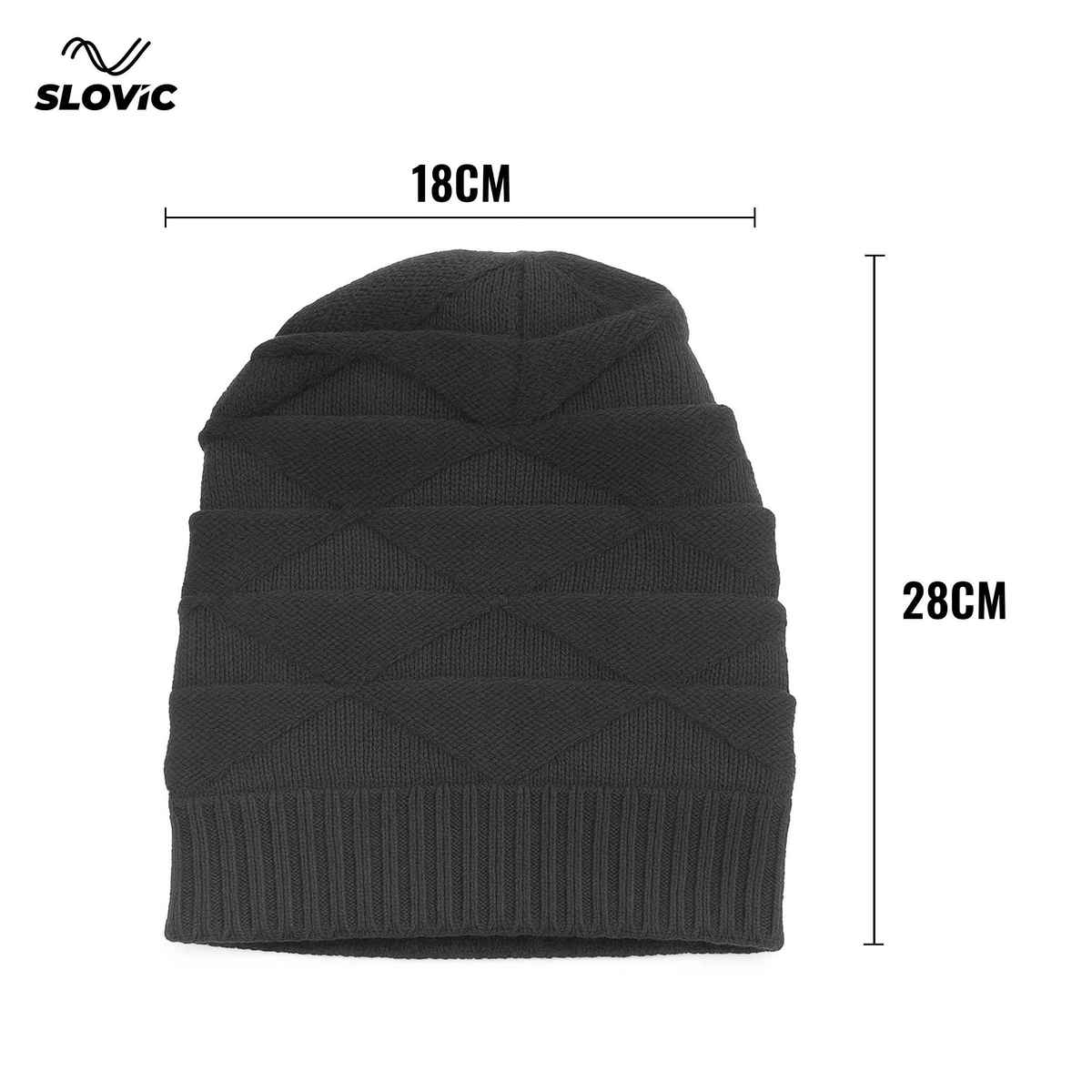 Slovic Acrylic Wool Beanie Winter Cap for Men & Women | Black
