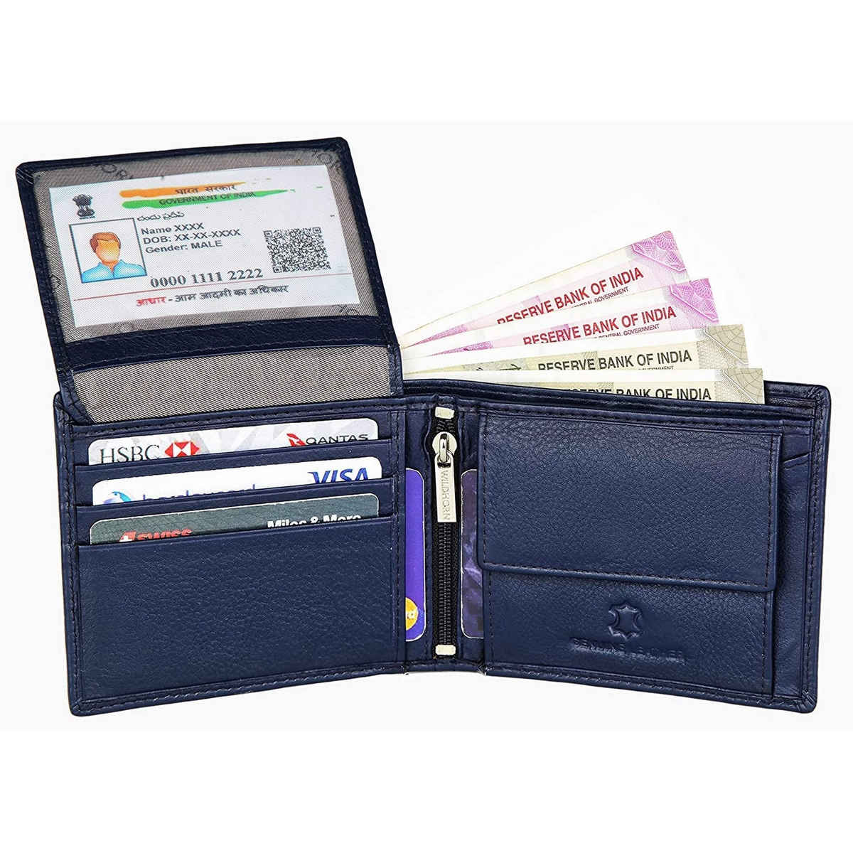 Wildhorn Men's Solid Leather Belt and Wallet Gift Set | Blue - One Size