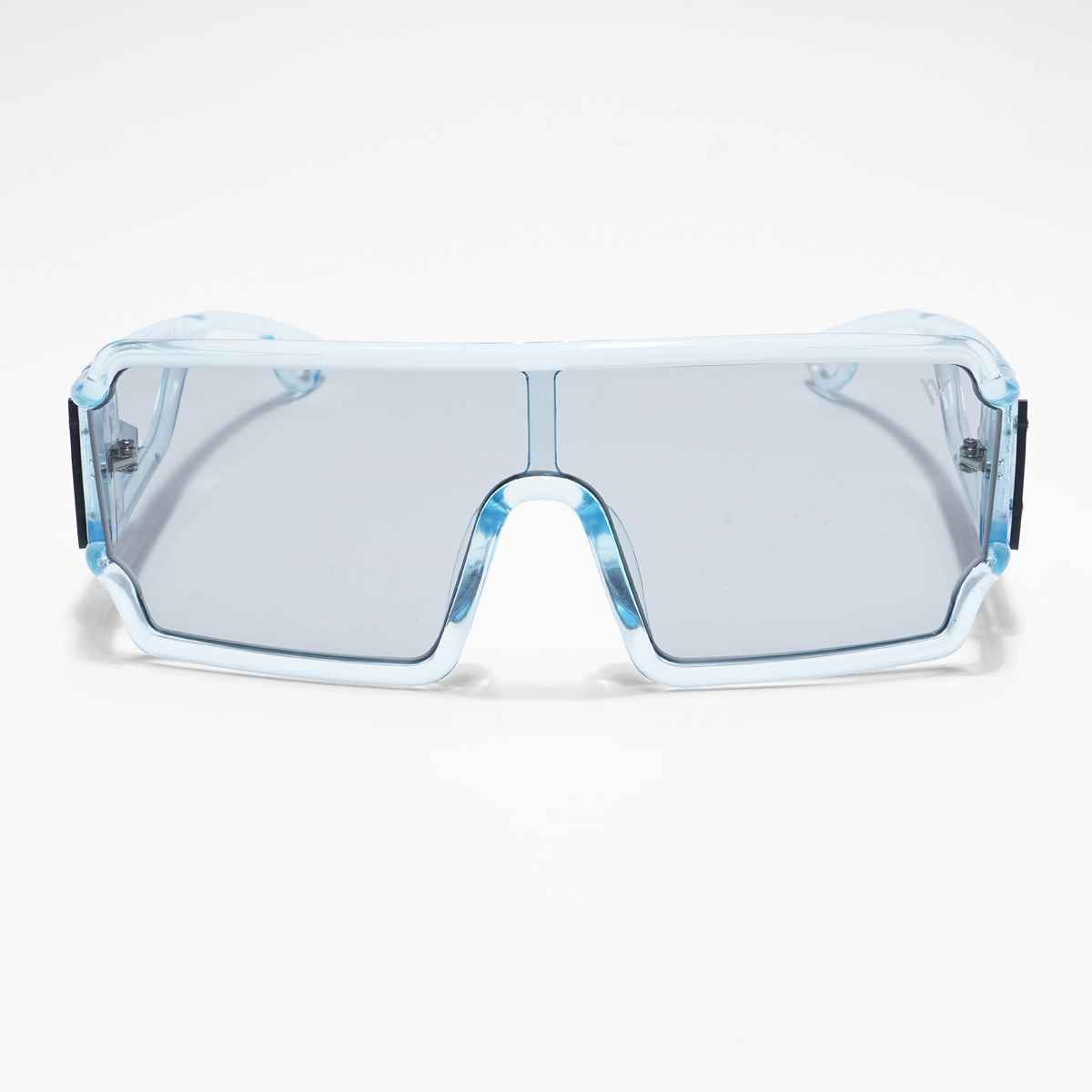 Voyage Unisex Plastic Wayfarer Sunglasses | Transparent Blue - L