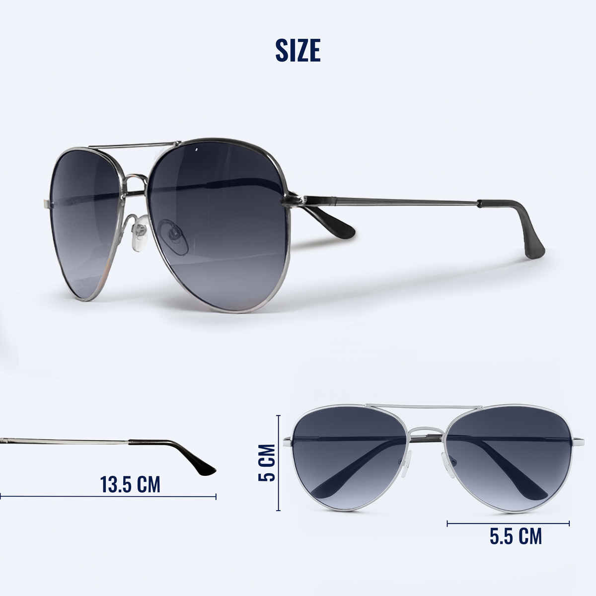 Slovic Unisex Aviators Sunglasses with UV400 Protection Lenses | Blue and Silver