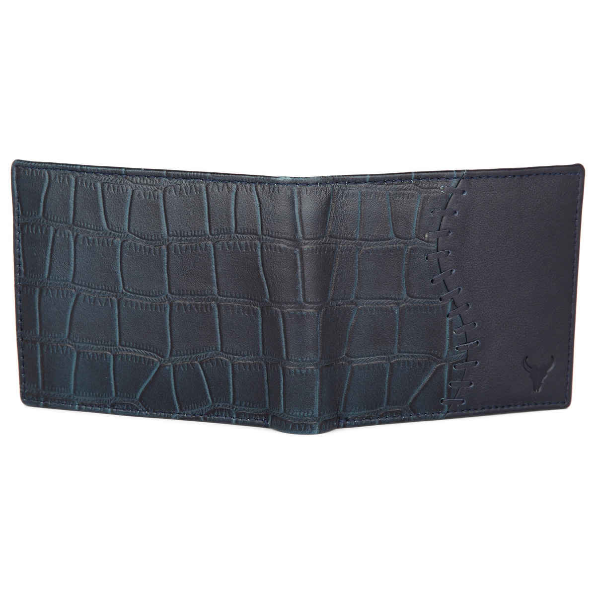 Wildhorn Men's Textured Genuine Leather Bi-Fold Wallet | Blue - Free Size
