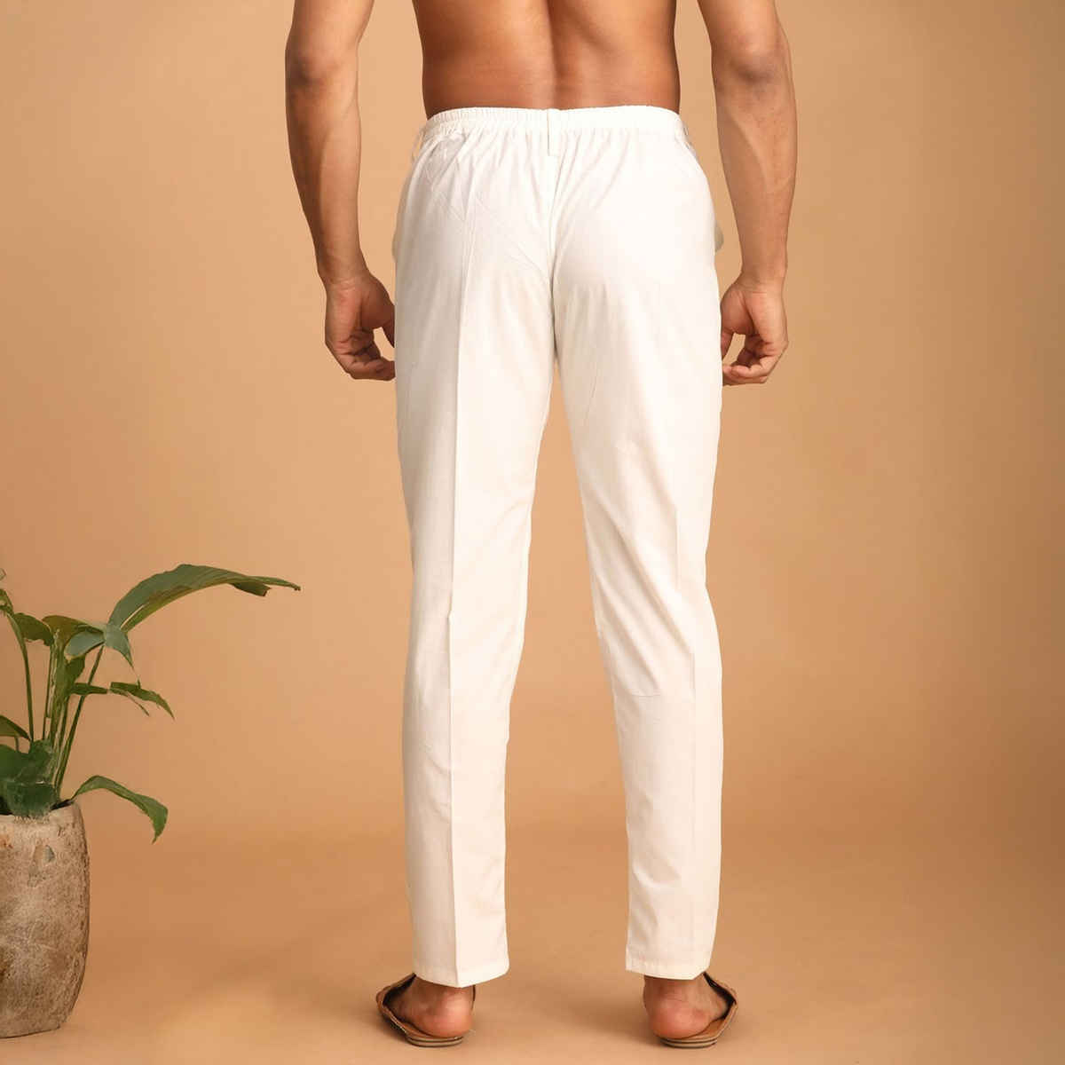 Vastramay Men's Viscose Blend Pyjama | Cream - S
