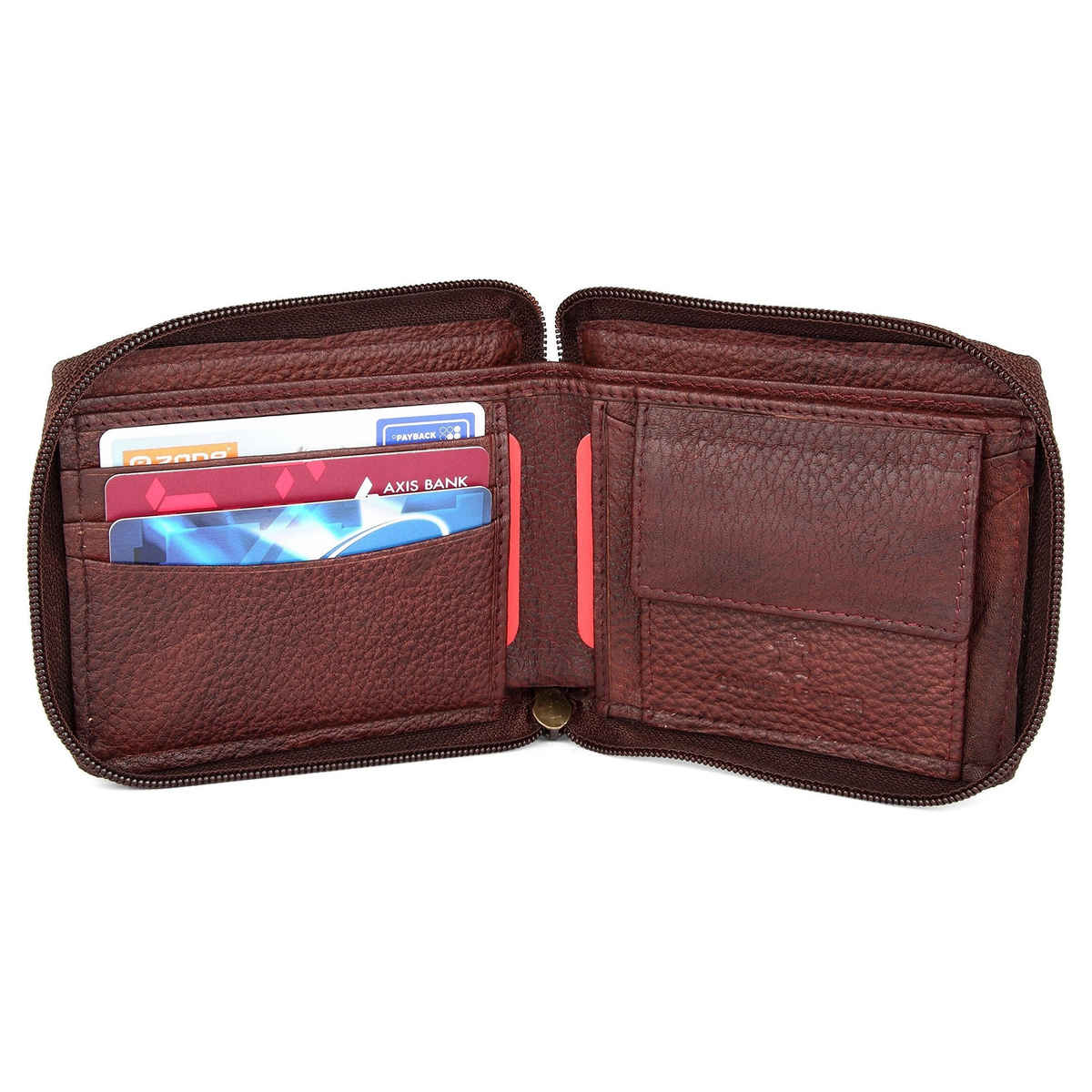 Wildhorn Men's Textured Genuine Leather Wallets | Brown - Free Size