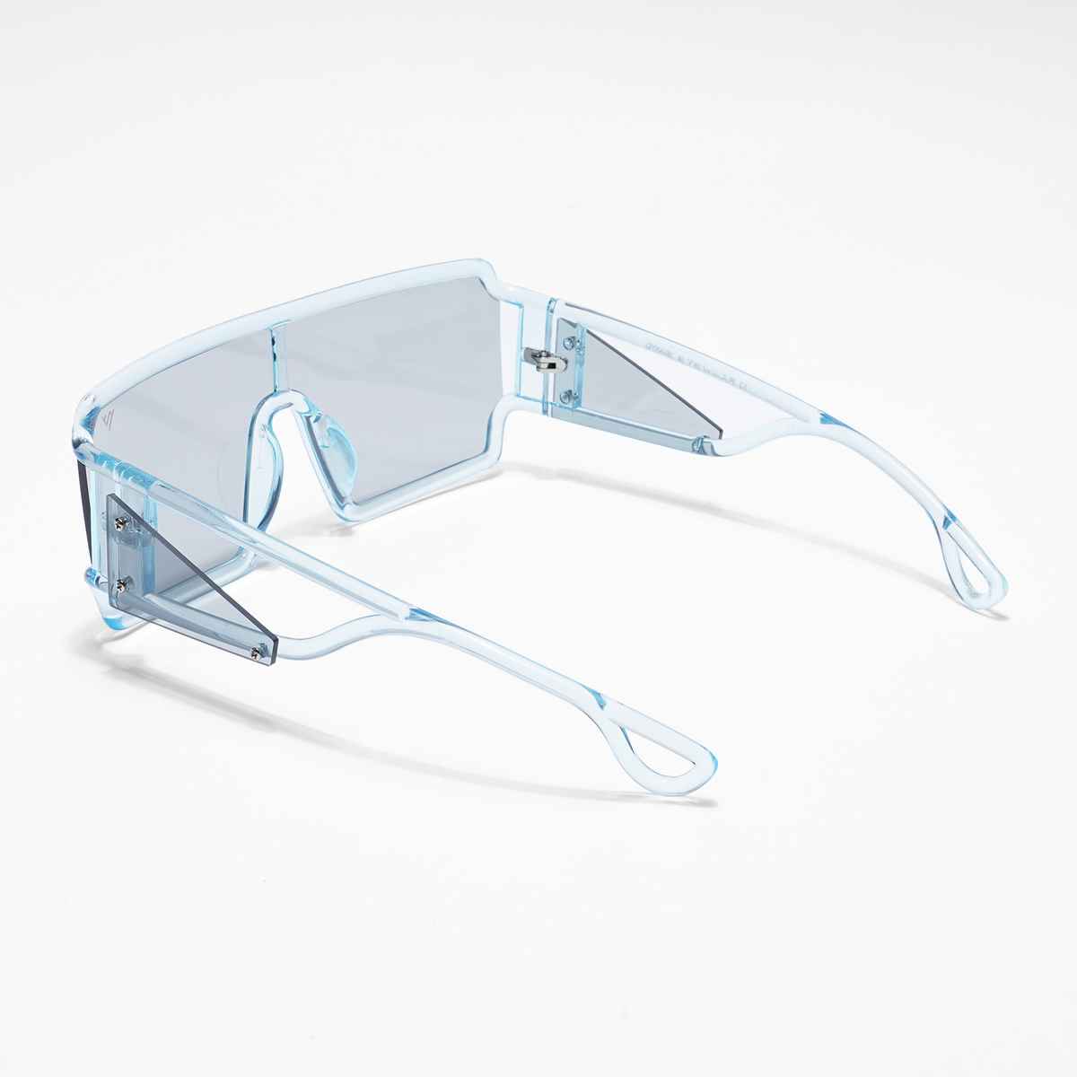 Voyage Unisex Plastic Wayfarer Sunglasses | Transparent Blue - L