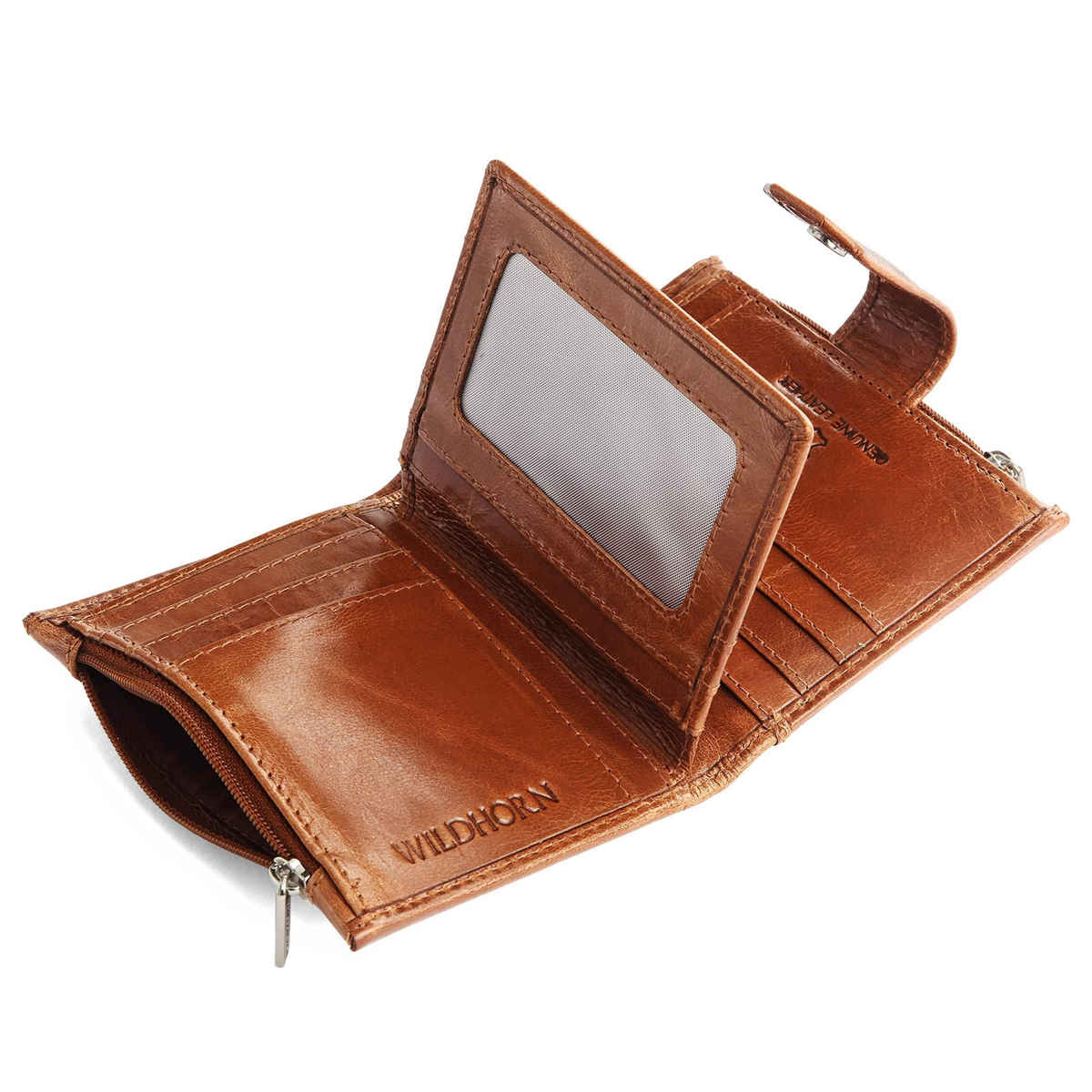 Wildhorn Men's Brand Logo Genuine Leather Bi-Fold Wallet | Brown - Free Size