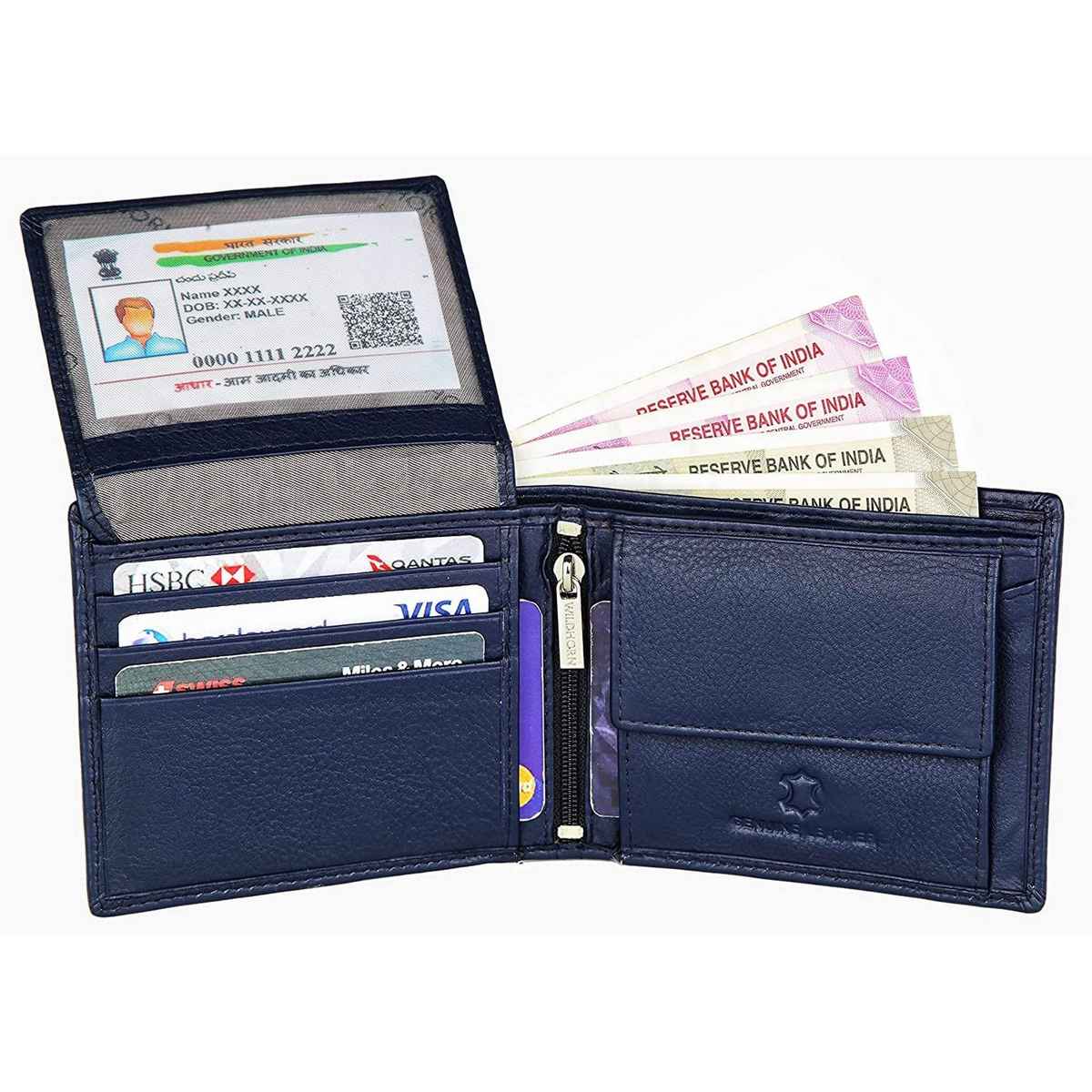 Wildhorn Men's Genuine Leather Bi-fold Wallet | Blue