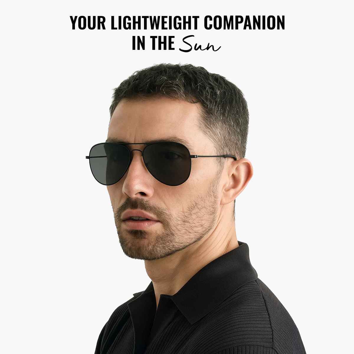 Slovic Full-Rim Unisex Aviator Sunglasses with UV400 Protection Lenses | Lightweight | Black