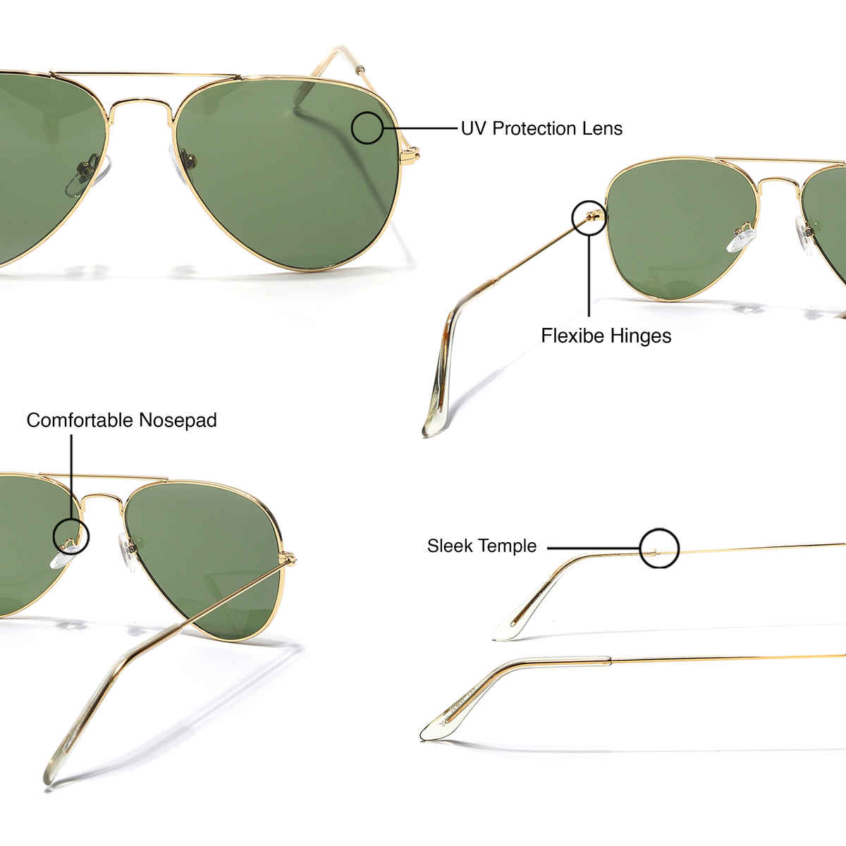 EYEJACK UV Protected Classic Aviator Sunglasses for Men and Women | Golden
