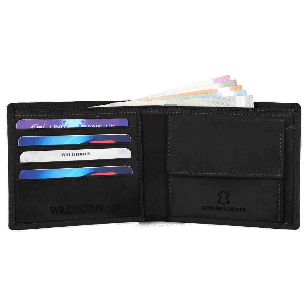Wildhorn Men's Genuine Leather Bi-fold Wallet | Black