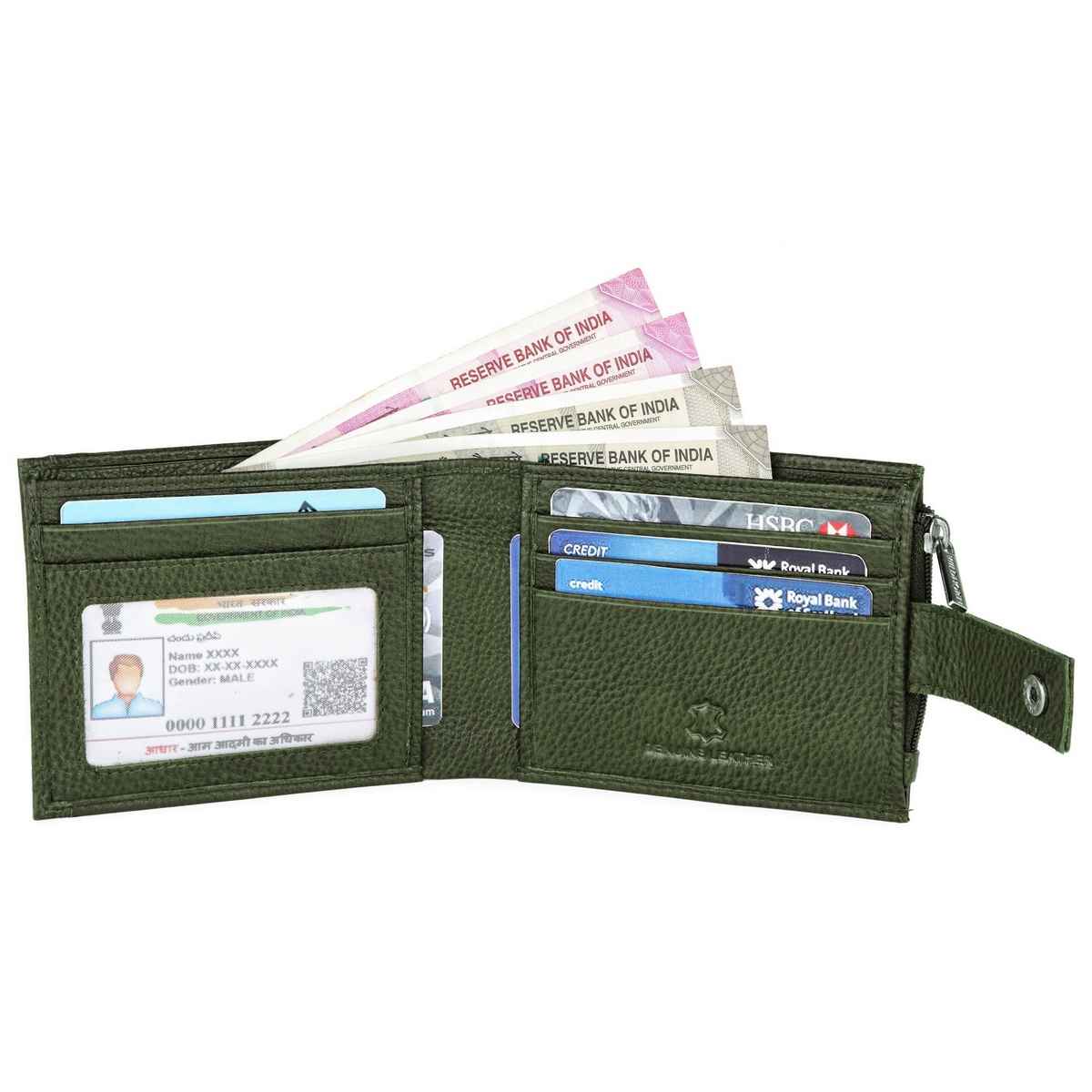 Wildhorn Men's Genuine Leather Bi-fold Wallet | Green