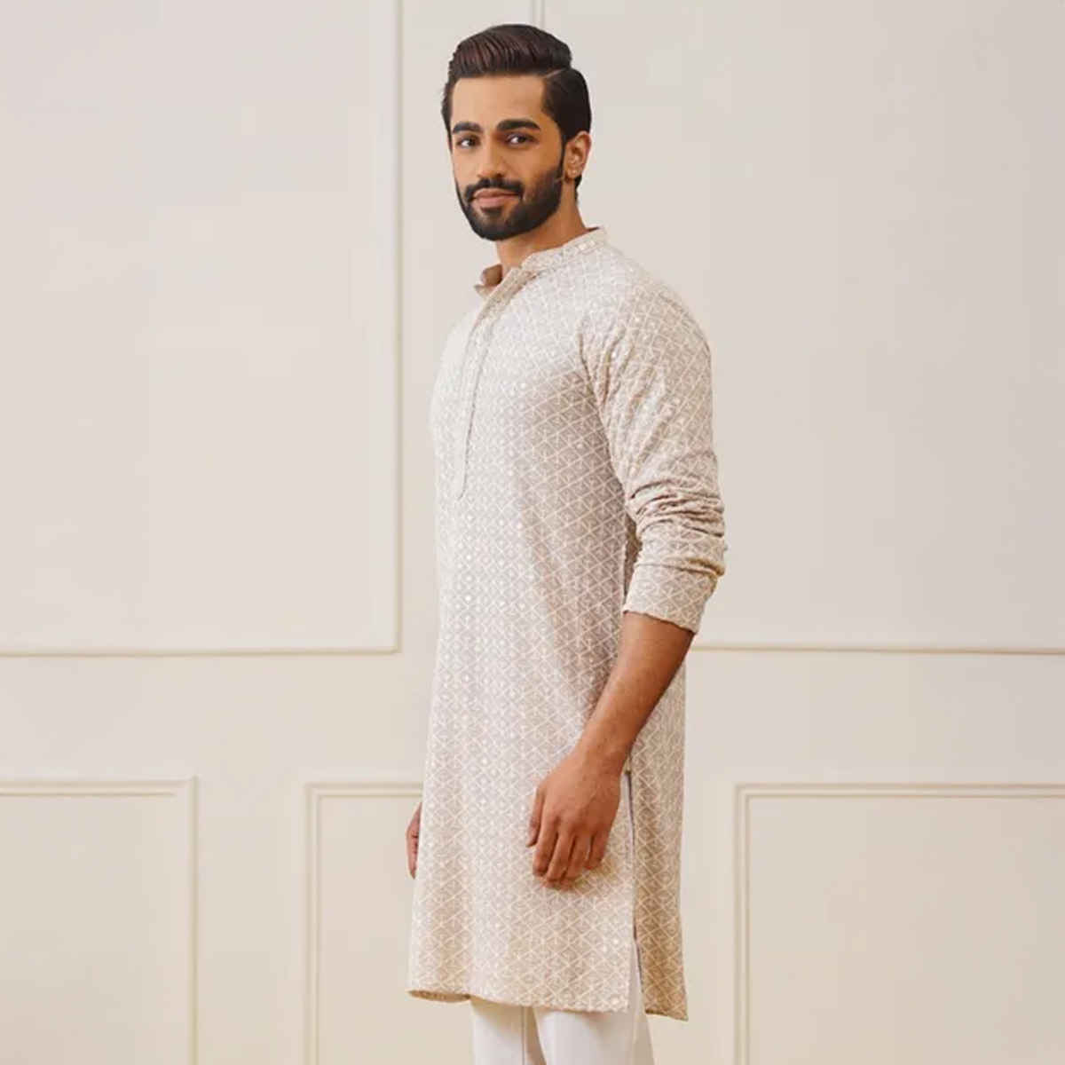 Jompers Men's Kurta | Ko 5005 | Beige - S