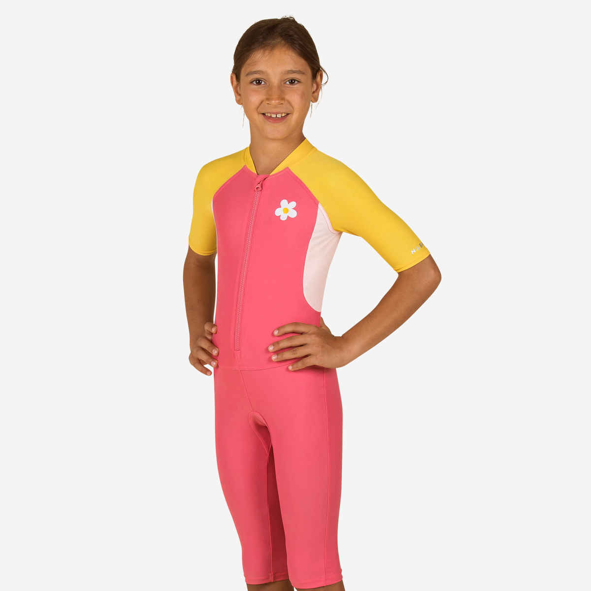 Decathlon Nabaiji Girl's Swimsuit With Shorts | Pink - 12-13 Y