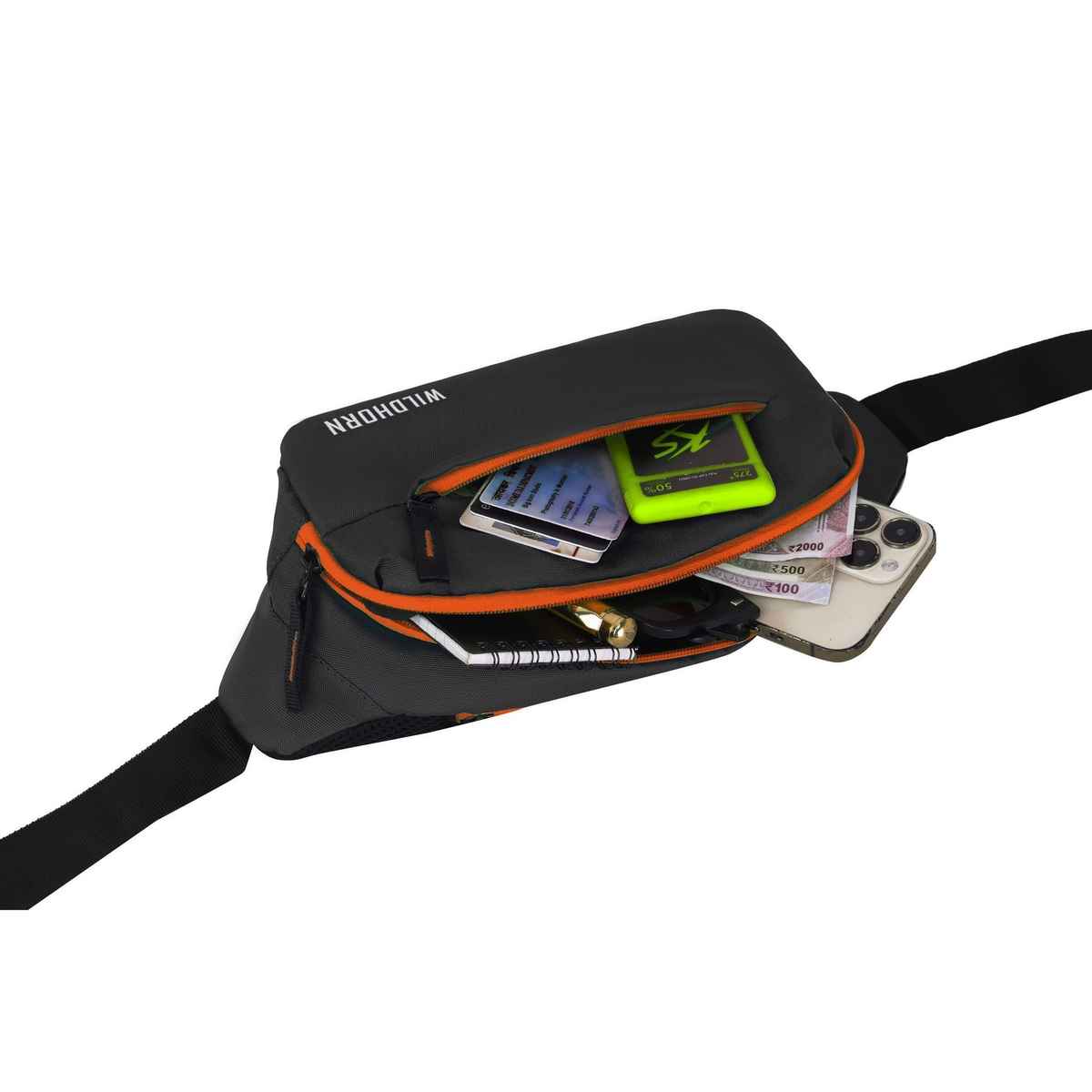 Wildhorn Unisex Polyester 2 L Waist Bag | Black - Free Size