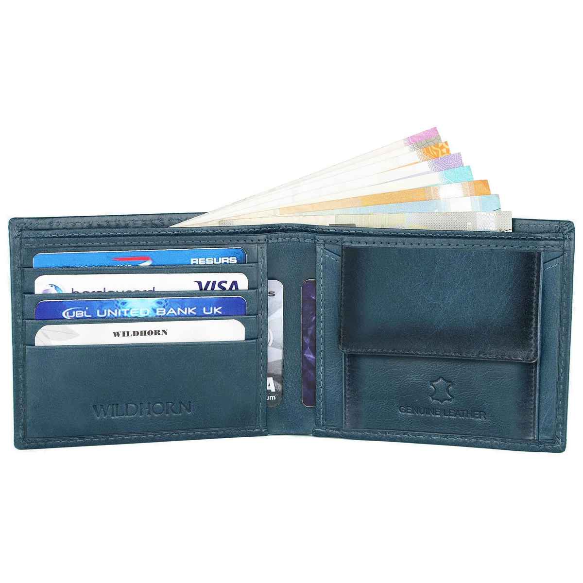 Wildhorn Men's Leather Wallet Gift Set | Navy Blue