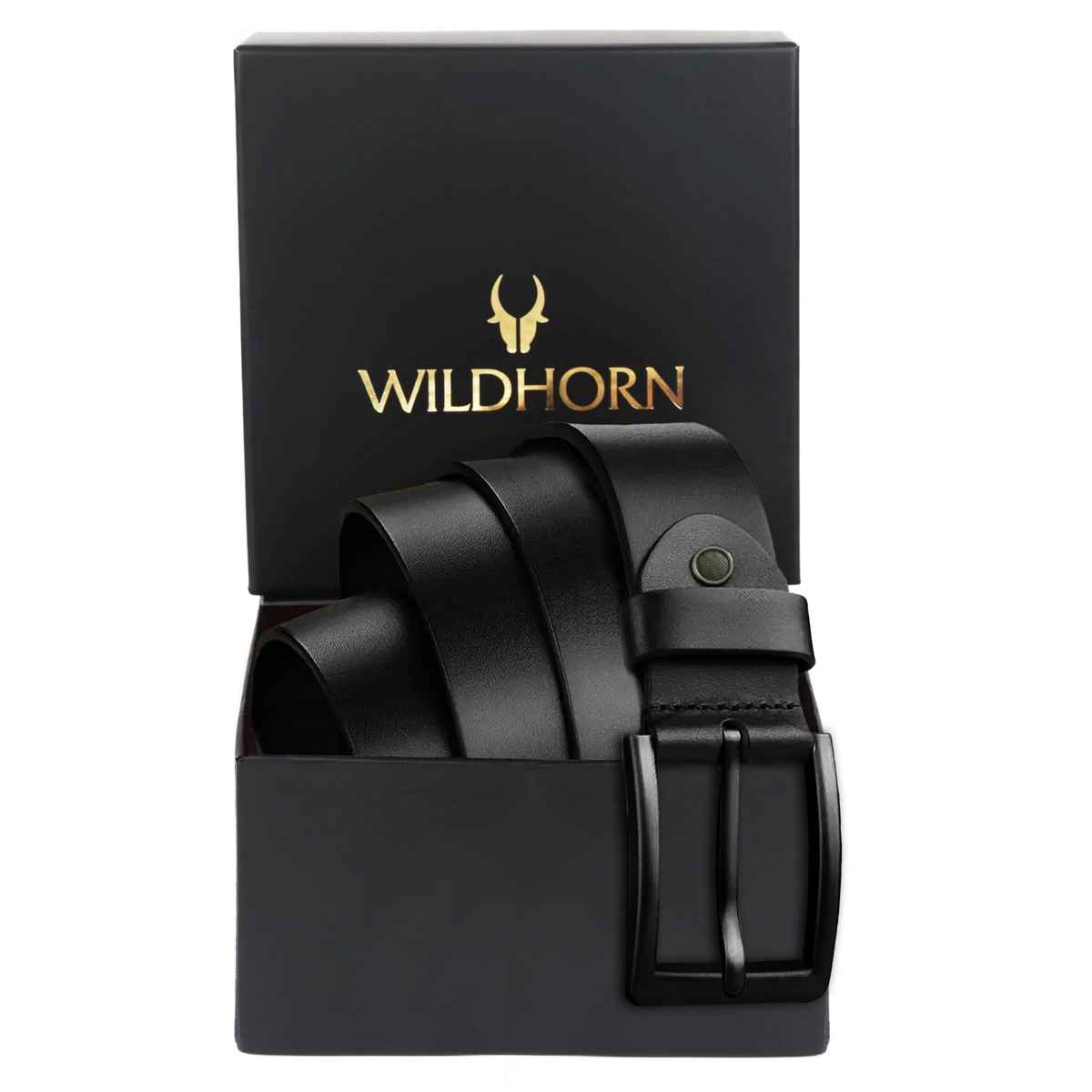 Wildhorn Men's Solid Genuine Leather Men's Belt | Black - Free Size