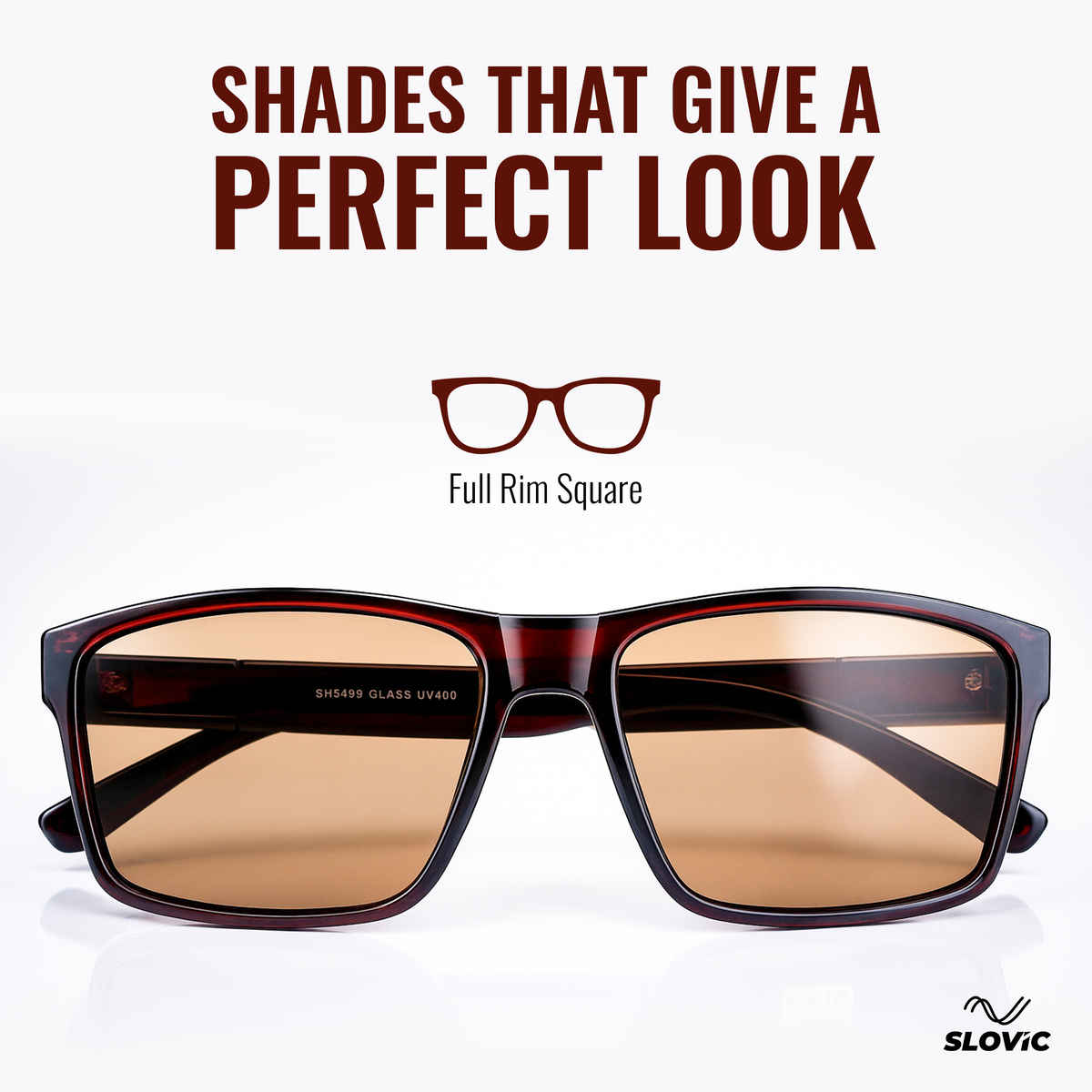 Slovic Stylish Full-Rim Frame Wayfarer Sunglasses for Adults With UV Protected Lenses | Brown