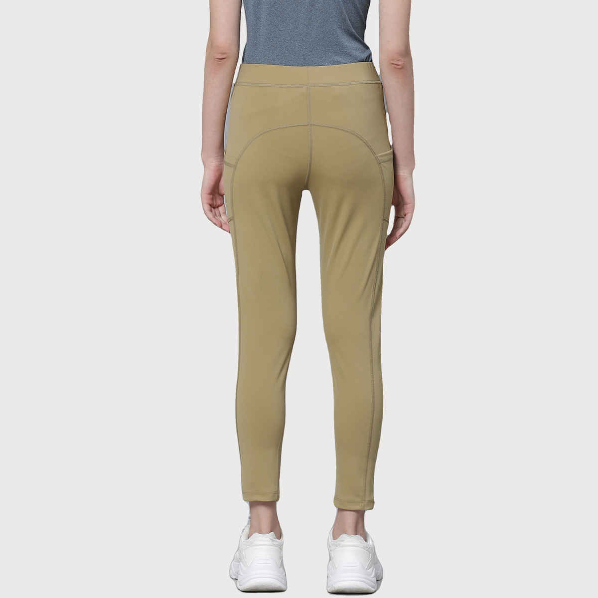 Chkokko Women's Yoga Track Pants Stretchable Gym Legging Tights With Pocket | Khakhi - 3XL