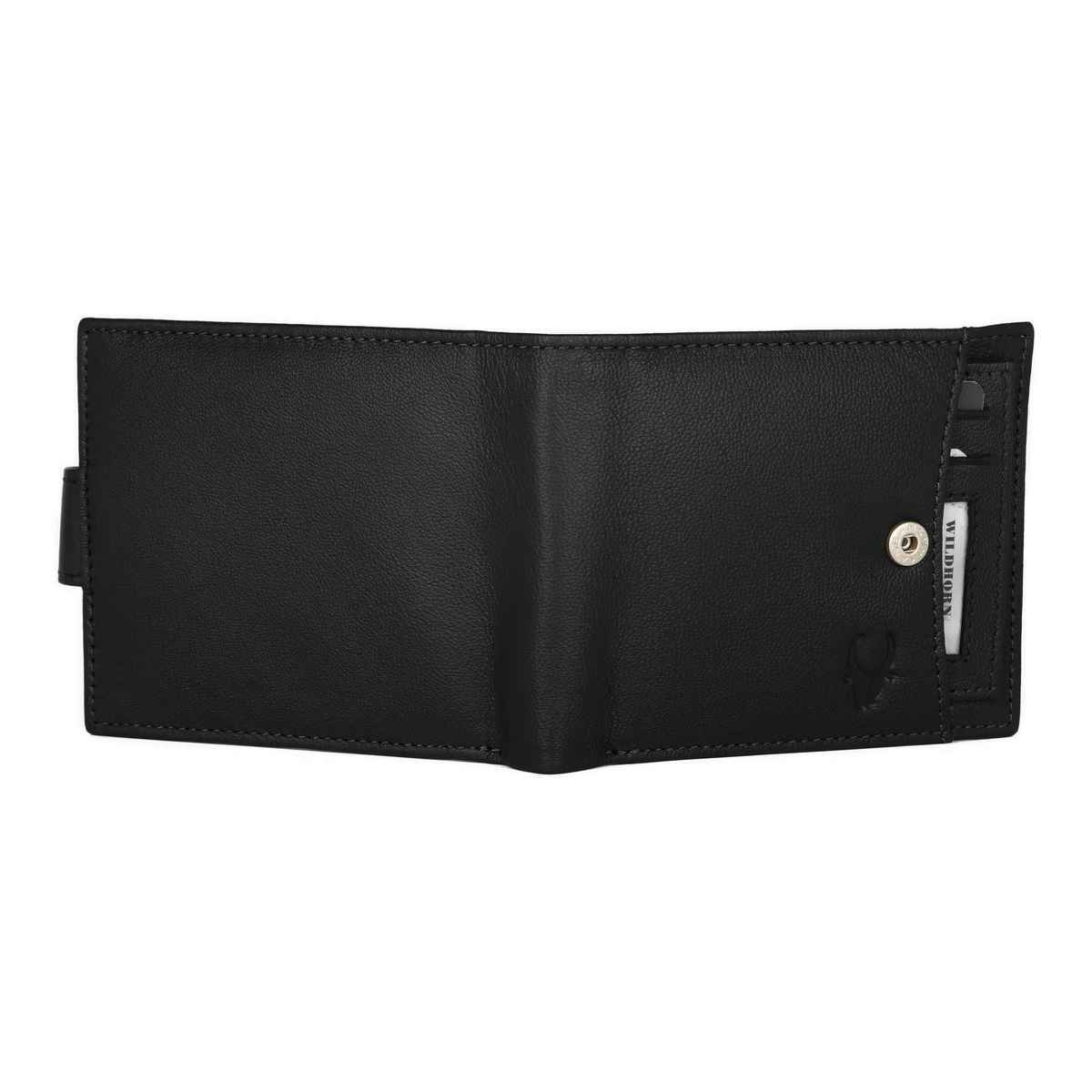 Wildhorn Men's Brand Logo Genuine Leather Bi-Fold Wallet | Black - Free Size