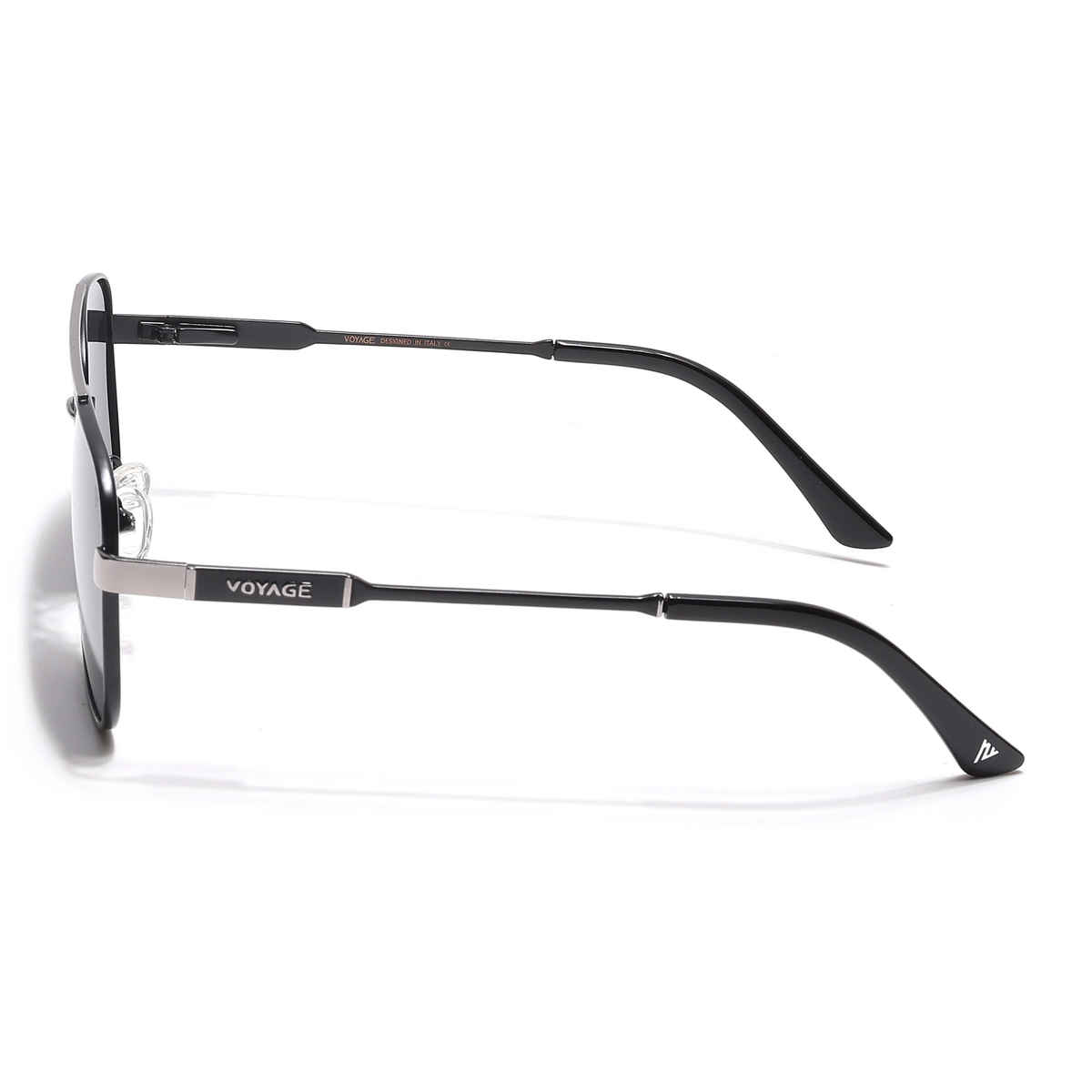 Voyage Unisex Metal Wayfarer Sunglasses | Black and Grey - M