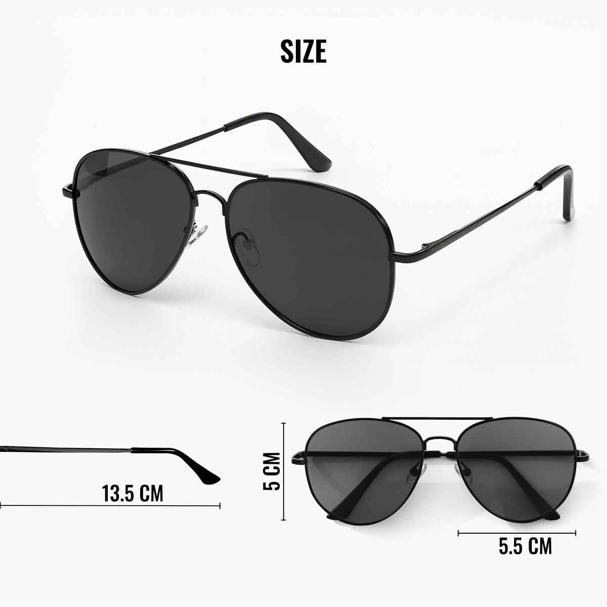 Slovic Full-Rim Unisex Aviator Sunglasses with UV400 Protection Lenses | Lightweight | Black