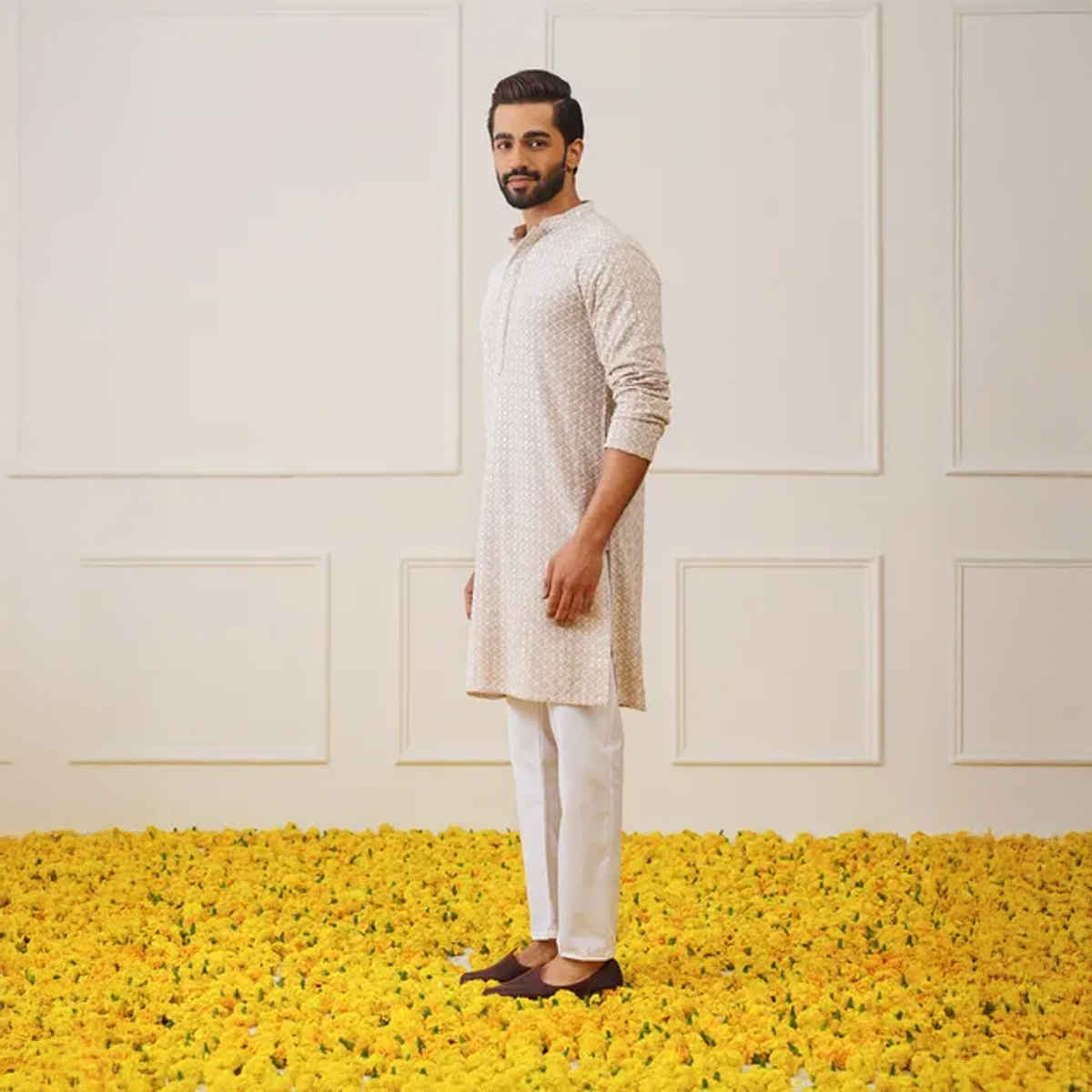 Jompers Men's Kurta | Ko 5005 | Beige - L