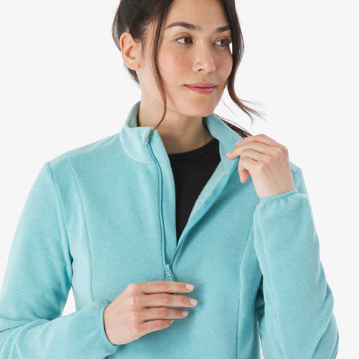 Decathlon | Quechua | Women's Half Zip Hiking Sweatshirt Fleece | Turquoise - L