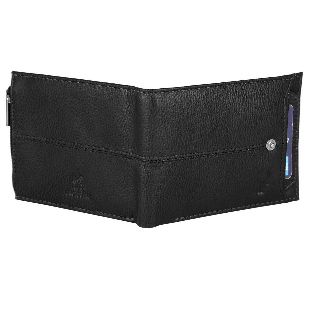 Wildhorn Men's Brand Logo Genuine Leather Bi-fold Wallet | Black