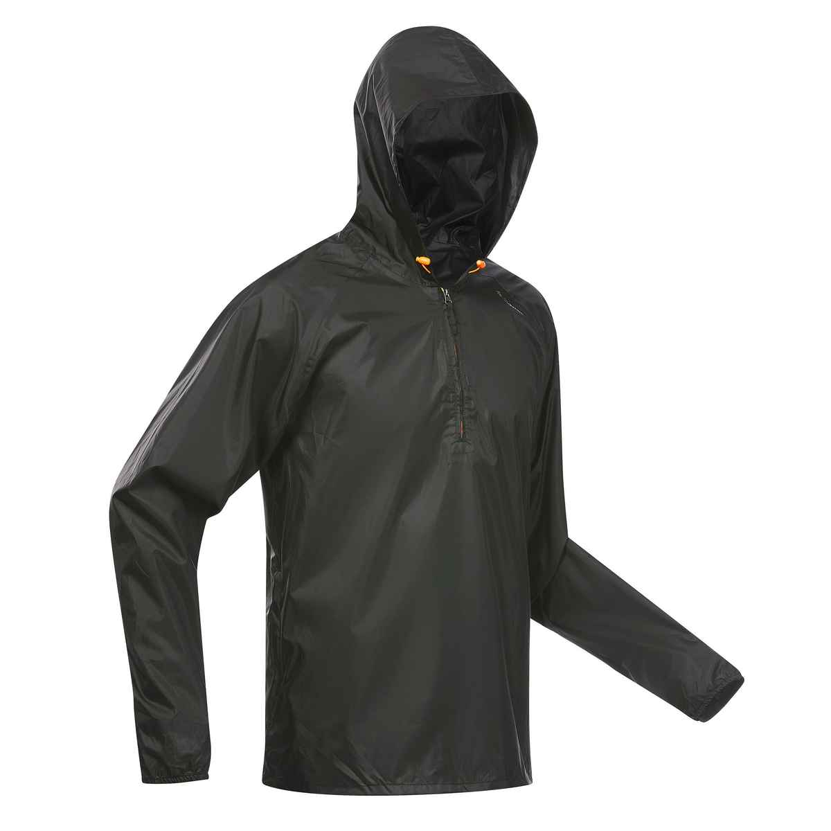 Decathlon | Quechua Men's Half Zip Rain Jacket With Storage Pouch | Black - M/L