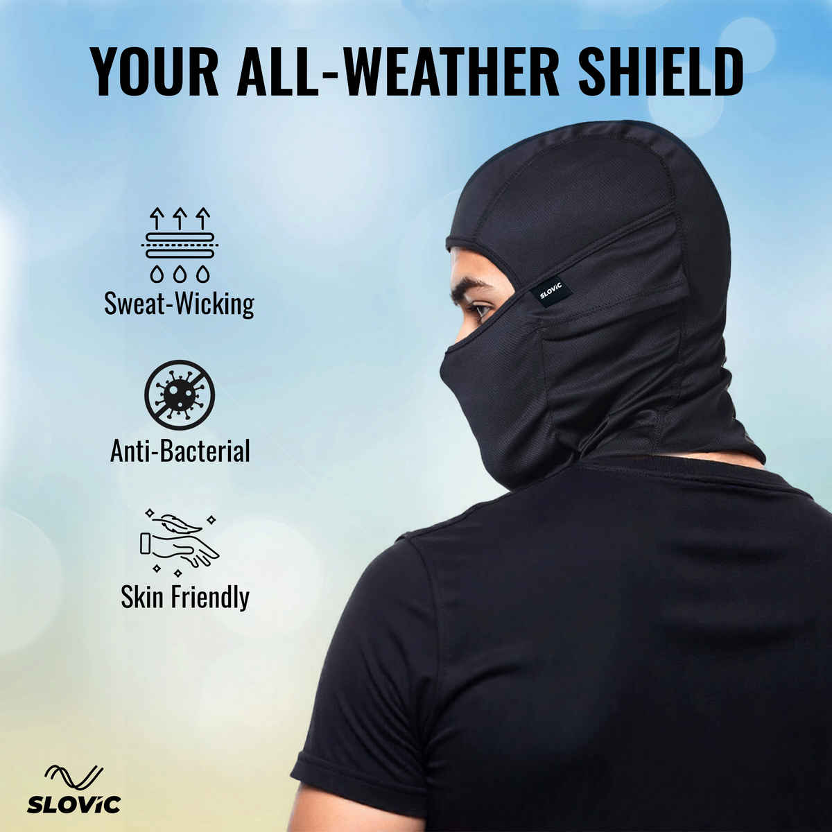 Slovic UV-Protected Full Face Cover Balaclava Face Mask for Bikers | Lightweight & Easy to Wear