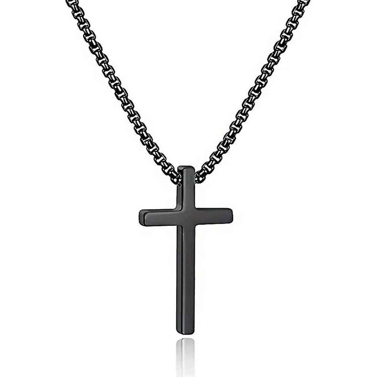 Cross Pendant Men'S Chain Black