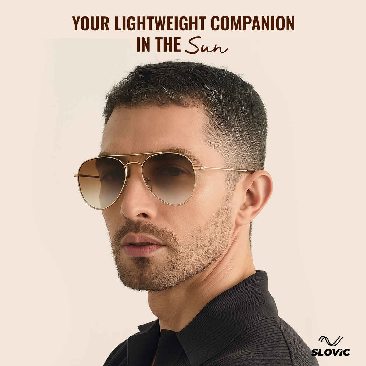 Slovic Unisex Aviators Sunglasses with UV400 Protection Lenses | Brown and Gold