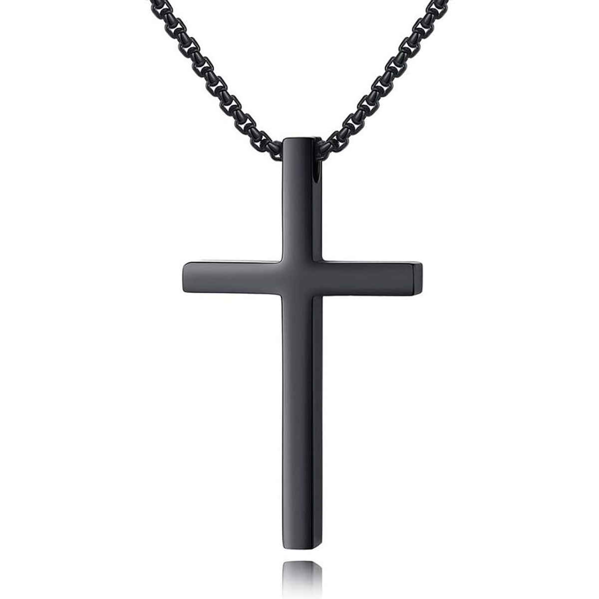 Cross Pendant Men'S Chain Black