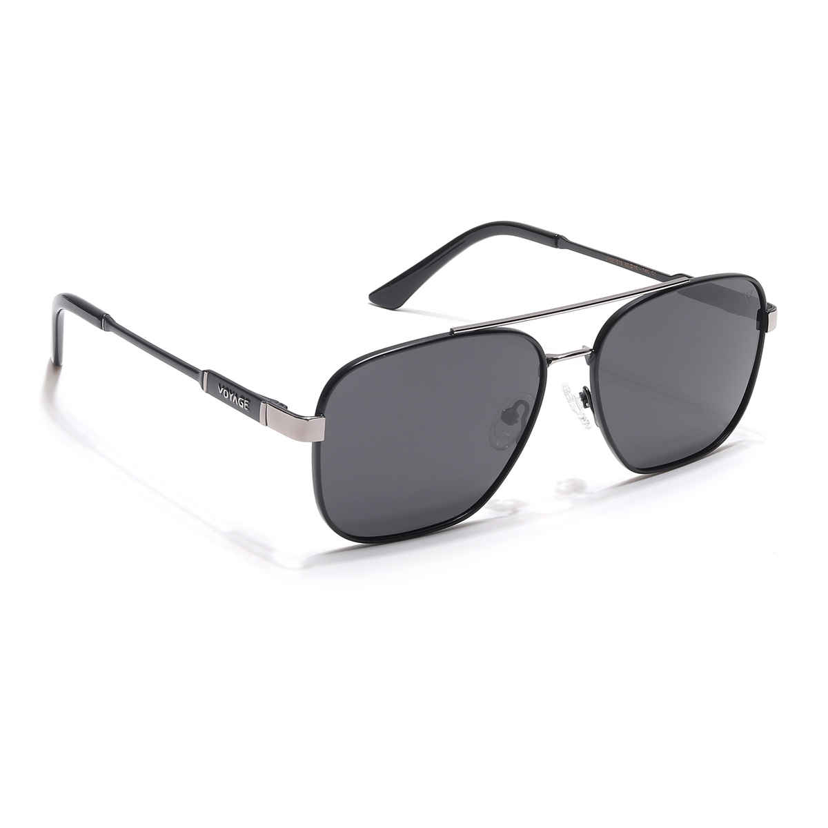 Voyage Unisex Metal Wayfarer Sunglasses | Black and Grey - M