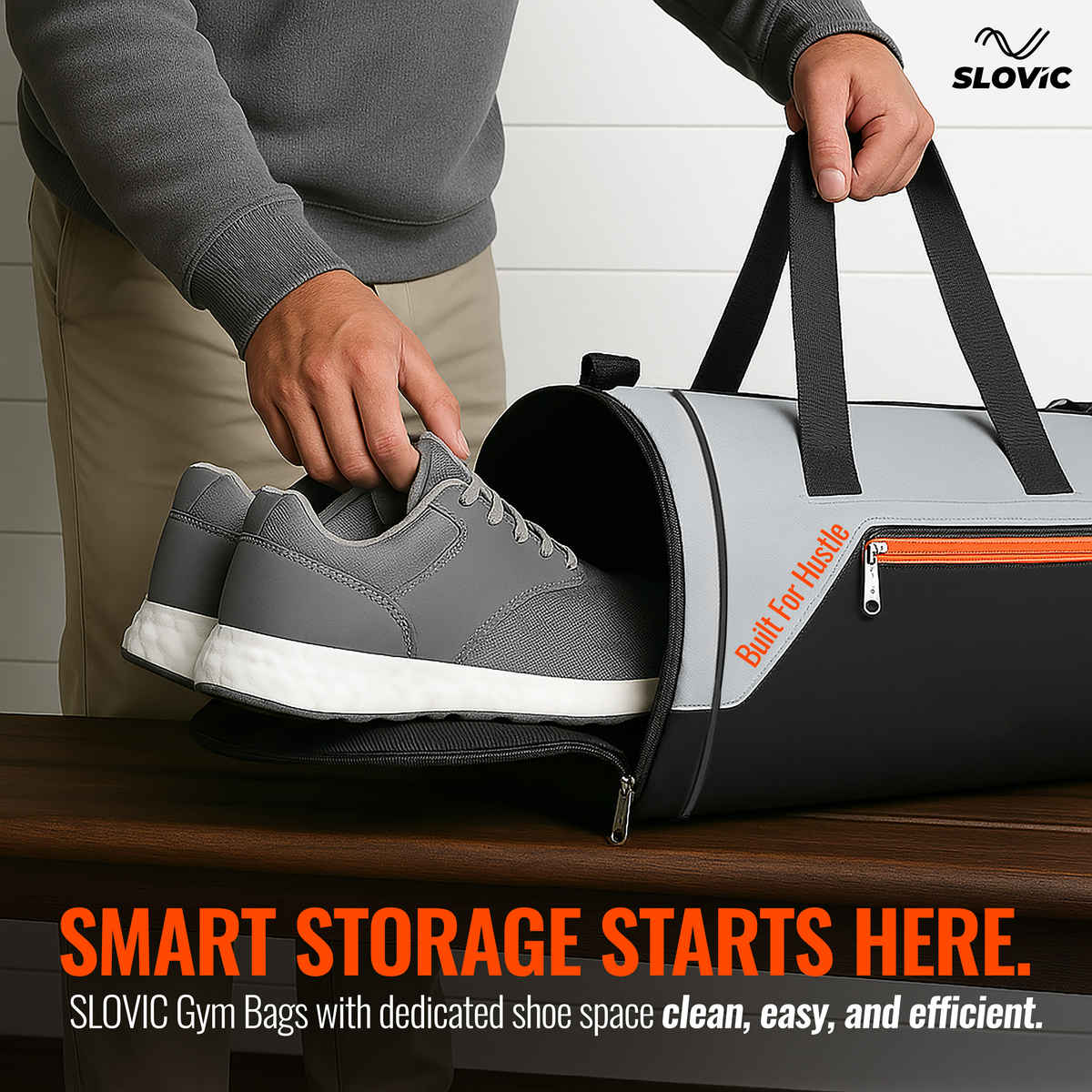 Slovic Gym Bag with 4 Compartments for Travel, Gym & Daily Use-Separate Shoe Compartment - 25 L