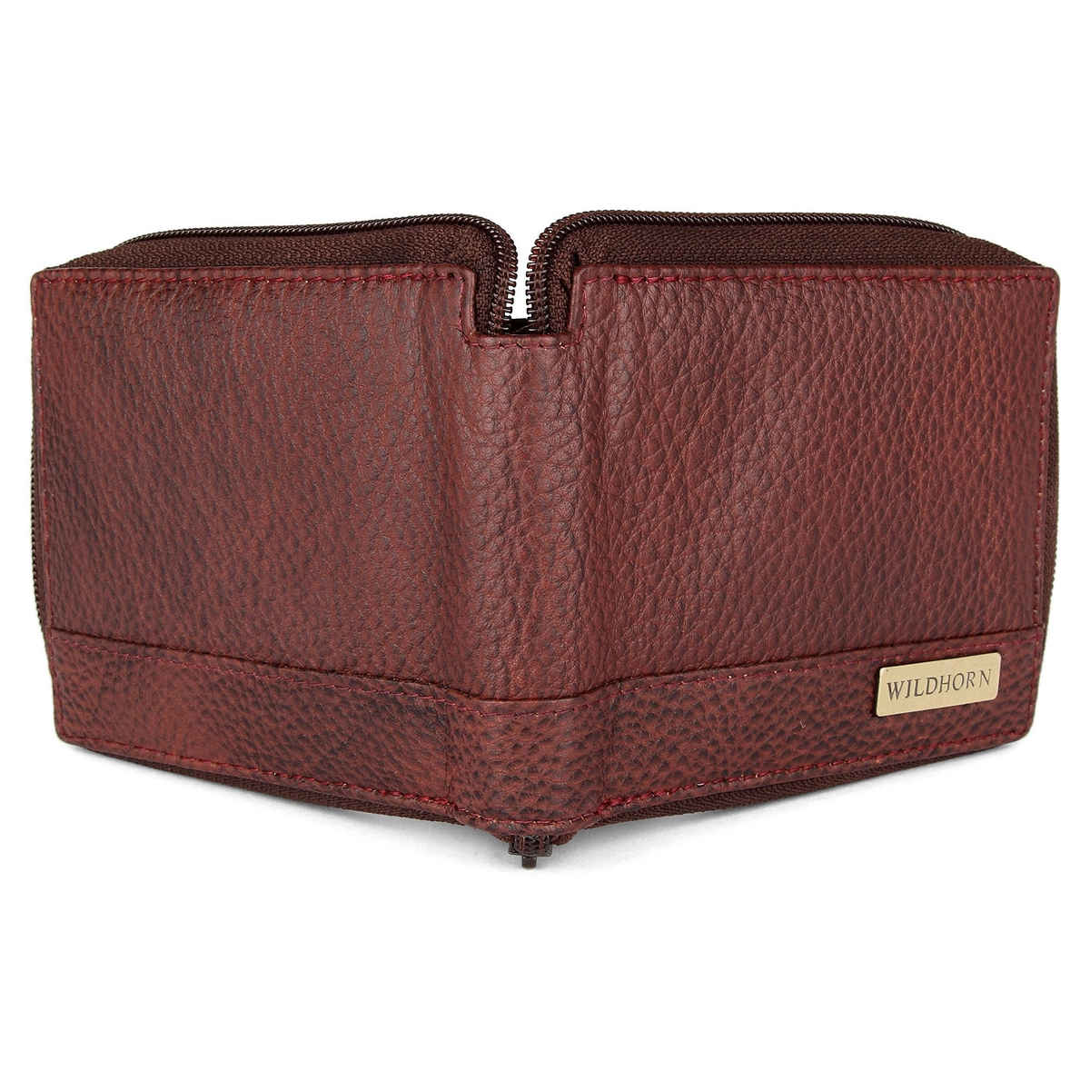 Wildhorn Men's Textured Genuine Leather Wallets | Brown - Free Size