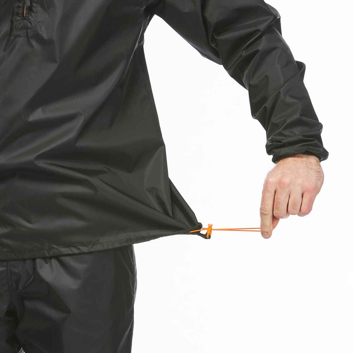 Decathlon | Quechua Men's Half Zip Rain Jacket With Storage Pouch - Black - XL