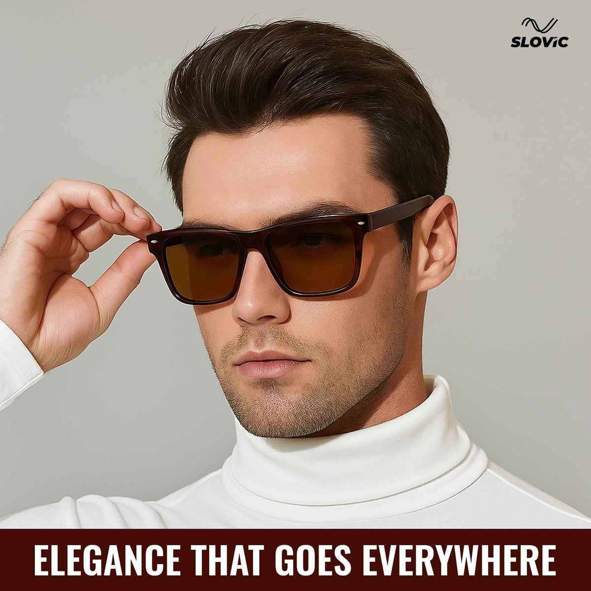Slovic Brown Polycarbonate Wayfarer Sunglasses with UV-Protected Lenses for Men & Women