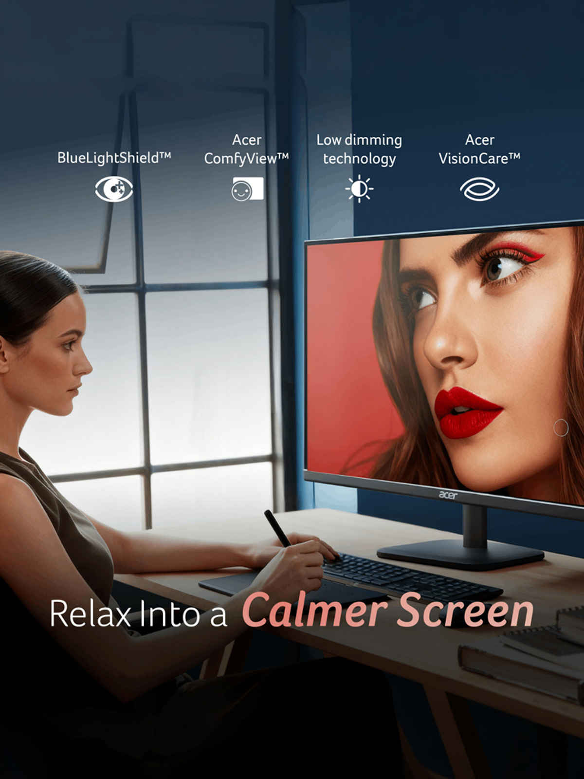 Acer EK220Q J0 21.5 Inch Full HD VA Monitor 120Hz 1ms VRB AdaptiveSync Eye Care Black