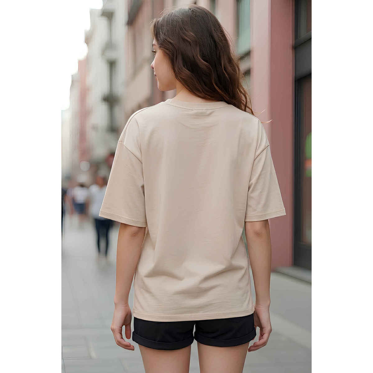 Smartees Women's Oversize Tshirt - Patch Work | Beige - XL