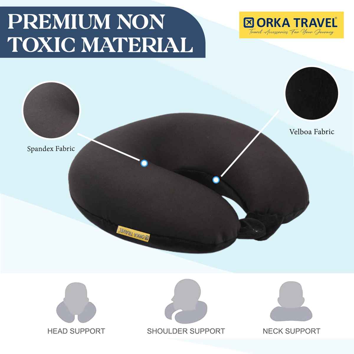 Orka Travel Solid Micro Beads U Neck Pillow - Black