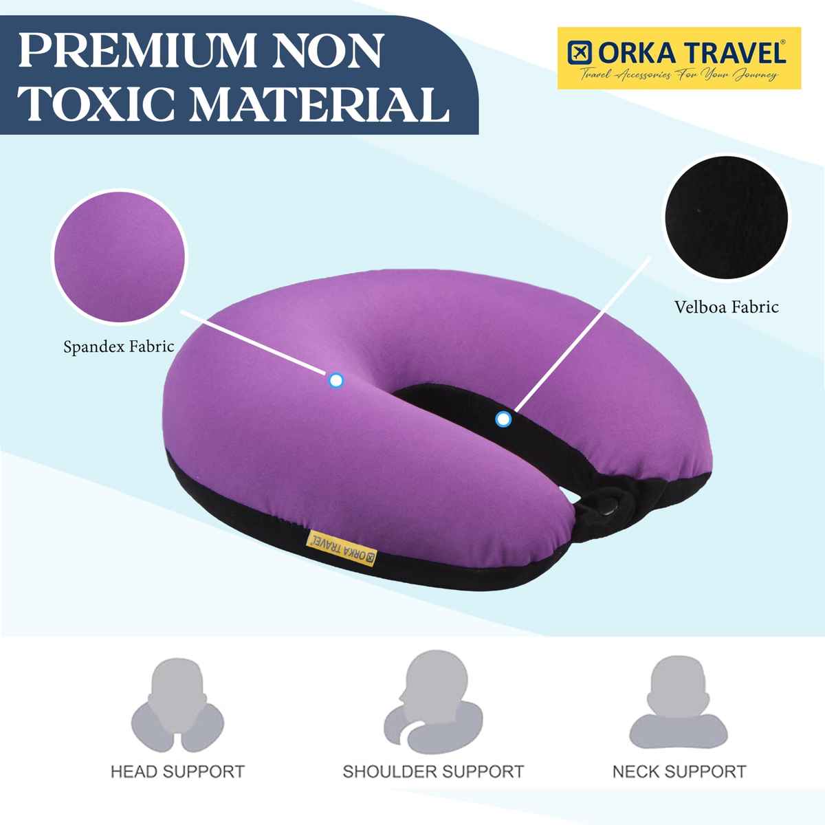 Orka Travel Solid Micro Beads U Neck Pillow - Purple Black