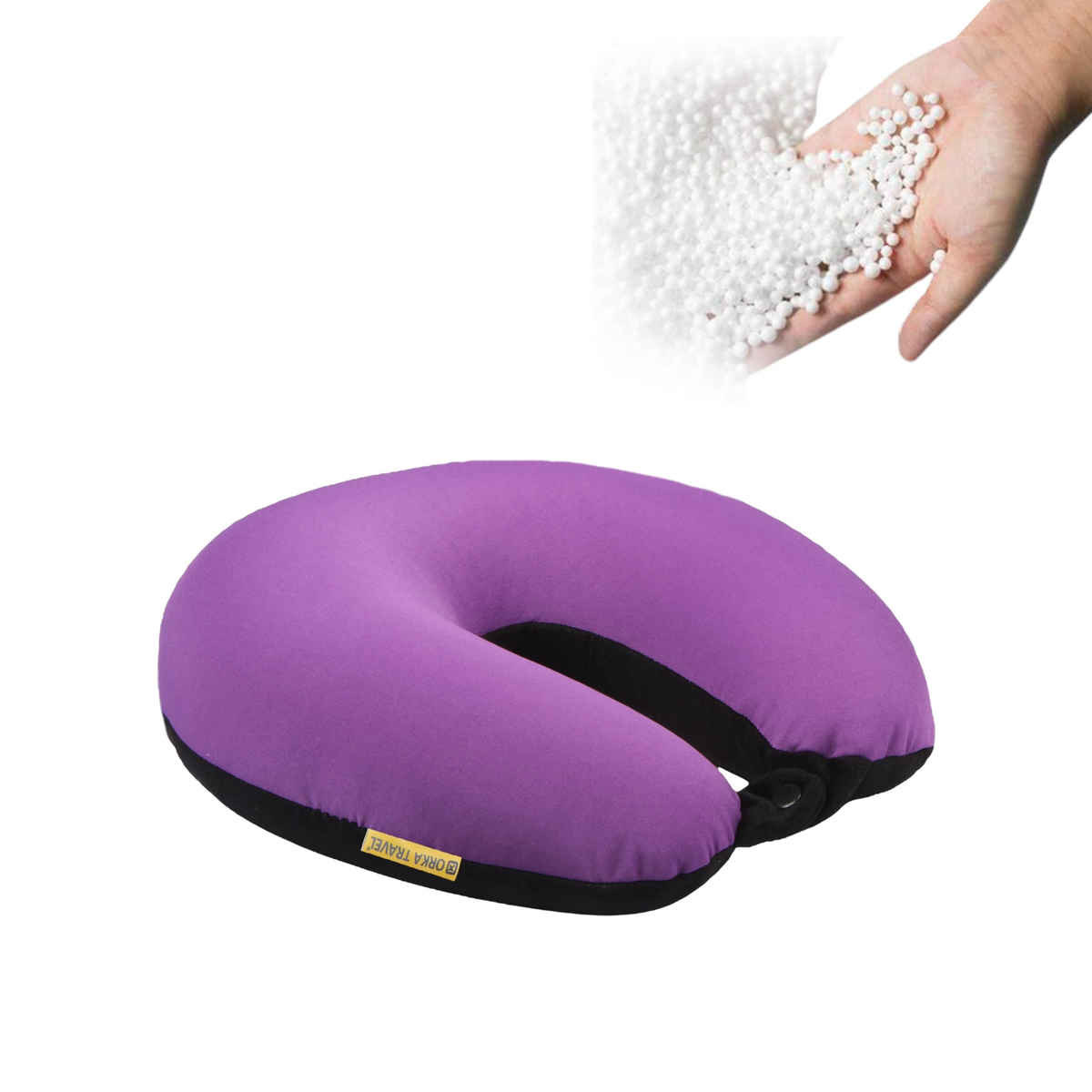 Orka Travel Solid Micro Beads U Neck Pillow - Purple Black