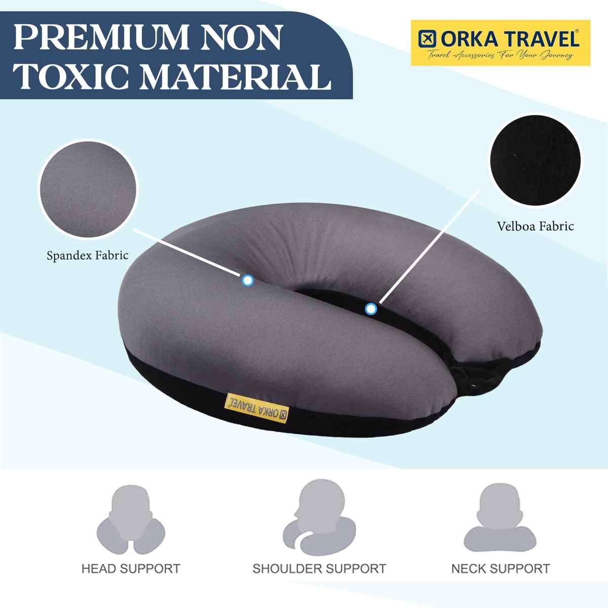 ORKA Unisex Solid Spandex Neck Pillow | Black, Grey - One Size