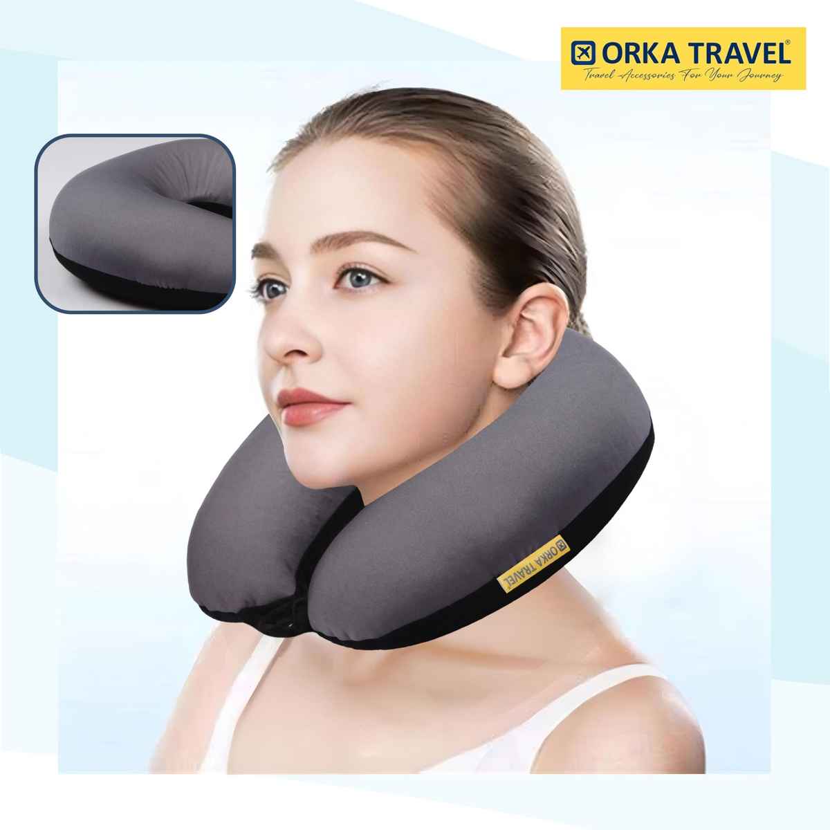 ORKA Unisex Solid Spandex Neck Pillow | Black, Grey - One Size