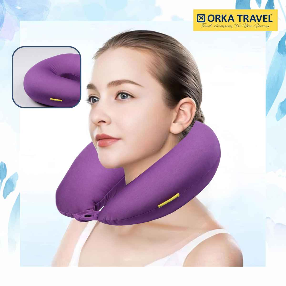 Orka Travel Solid Micro Beads U Neck Pillow - Purple