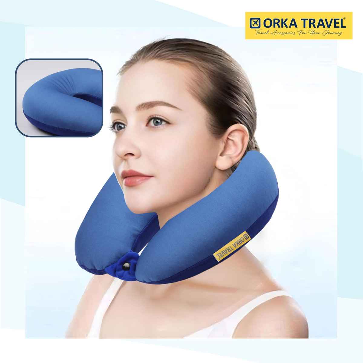ORKA Unisex Solid Spandex Neck Pillow | Black and Blue - Free Size